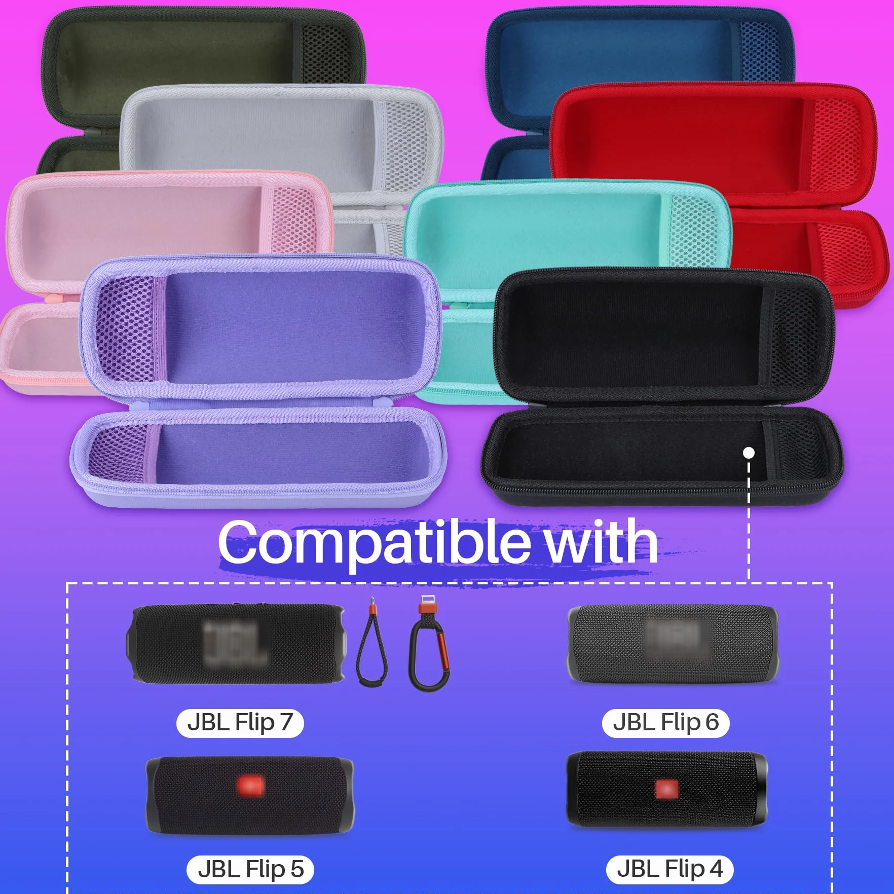 Lebakort Twarde etui kompatybilne z JBL Flip 7/6/5/4 wodoodporny przenośny bezprzewodowy głośnik Bluetooth czerwona obudowa