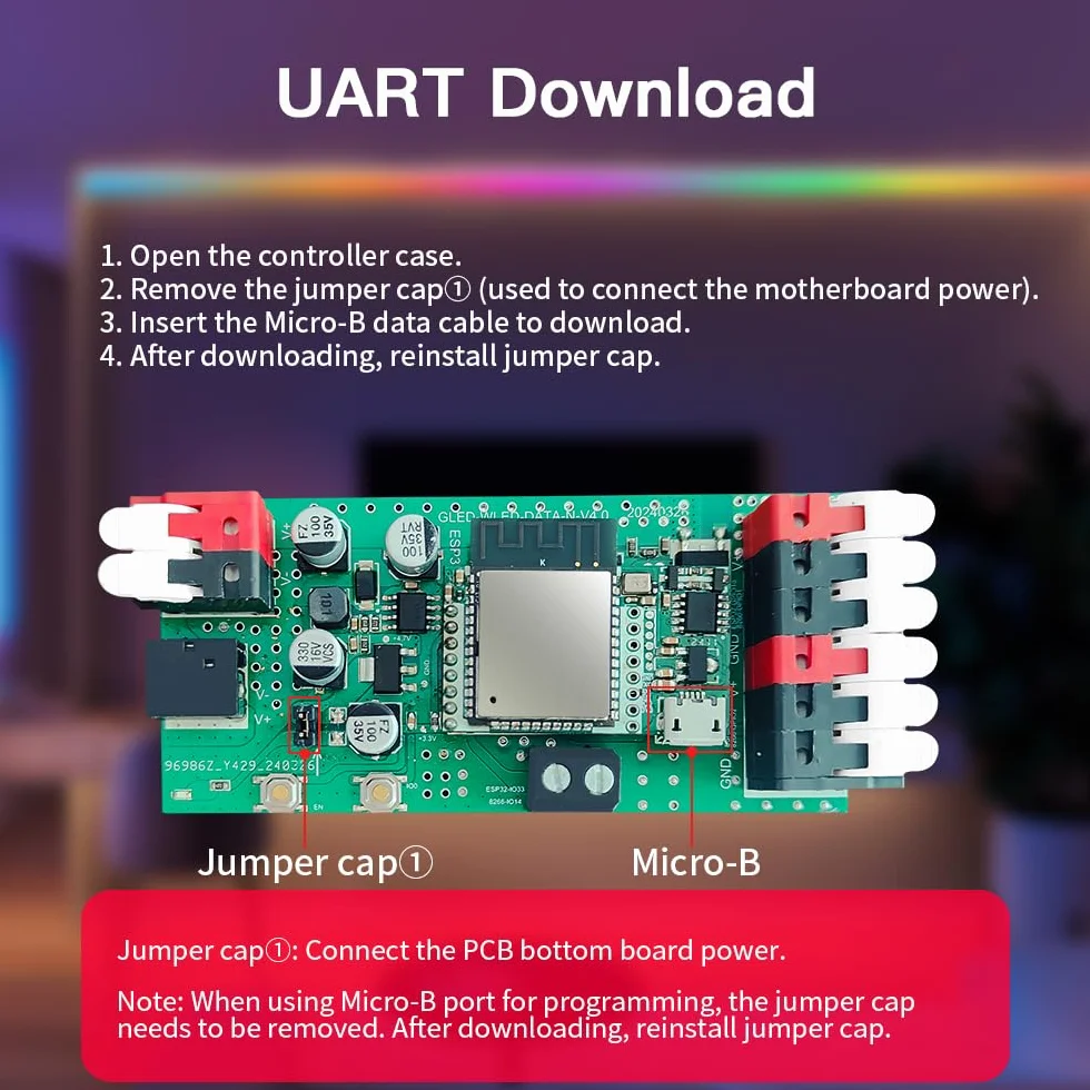 GLEDOPTO ESP32 WLED Kontroler cyfrowy LED Strip Light Controller z funkcją MIC UART Pobierz DC5-24V DIY efekt świetlny 100 + wsparcie WS2811, SK6812, SM16703P, WS2812B Adressabel Listwy świetlne