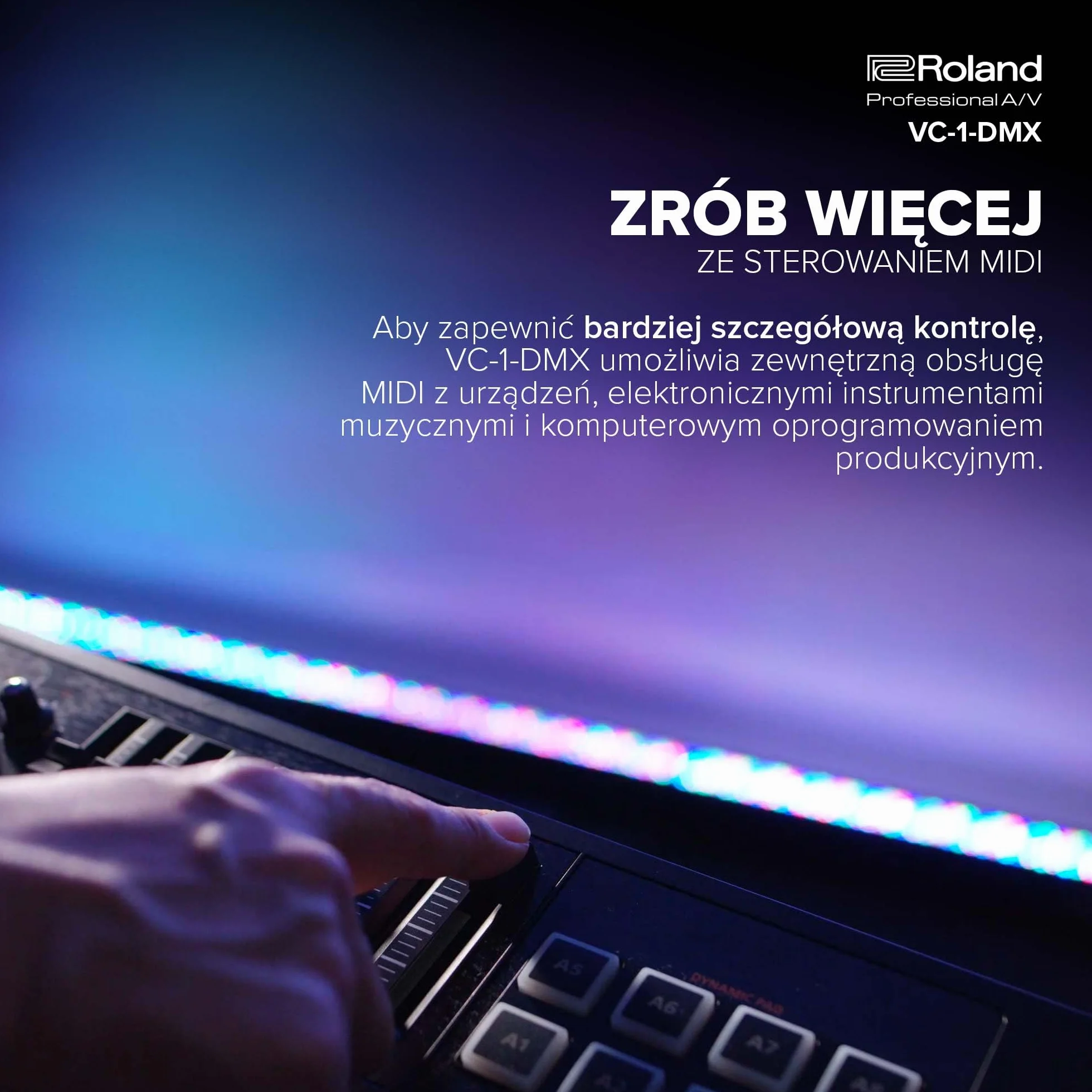 Roland VC-1-DMX Video Lighting Converter | Wzbogacenie Wydarzeń o Dynamiczne Efekty wietlne | Zaawansowana Analiza Wideo | Oświetlenie, Które Porusza się Wraz z Muzyką | Sterowanie MIDI