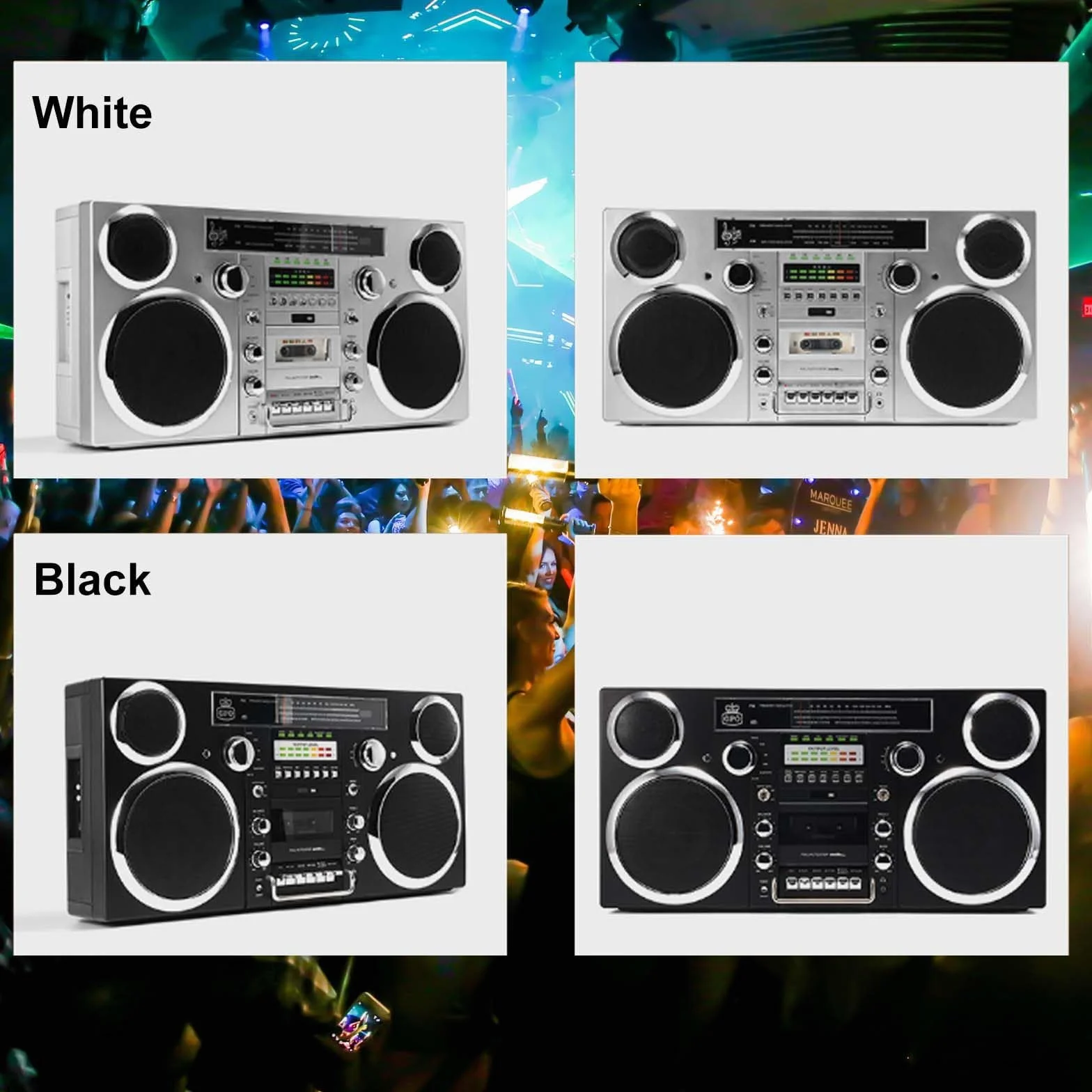 Boom Box Cd, Magnetofon/Magnetofon Kasetowy, Am/Fm, Usb, Wbudowany Akumulator, ObsłUga PołąCzeń Telefonicznych W Promieniu 10 M,White