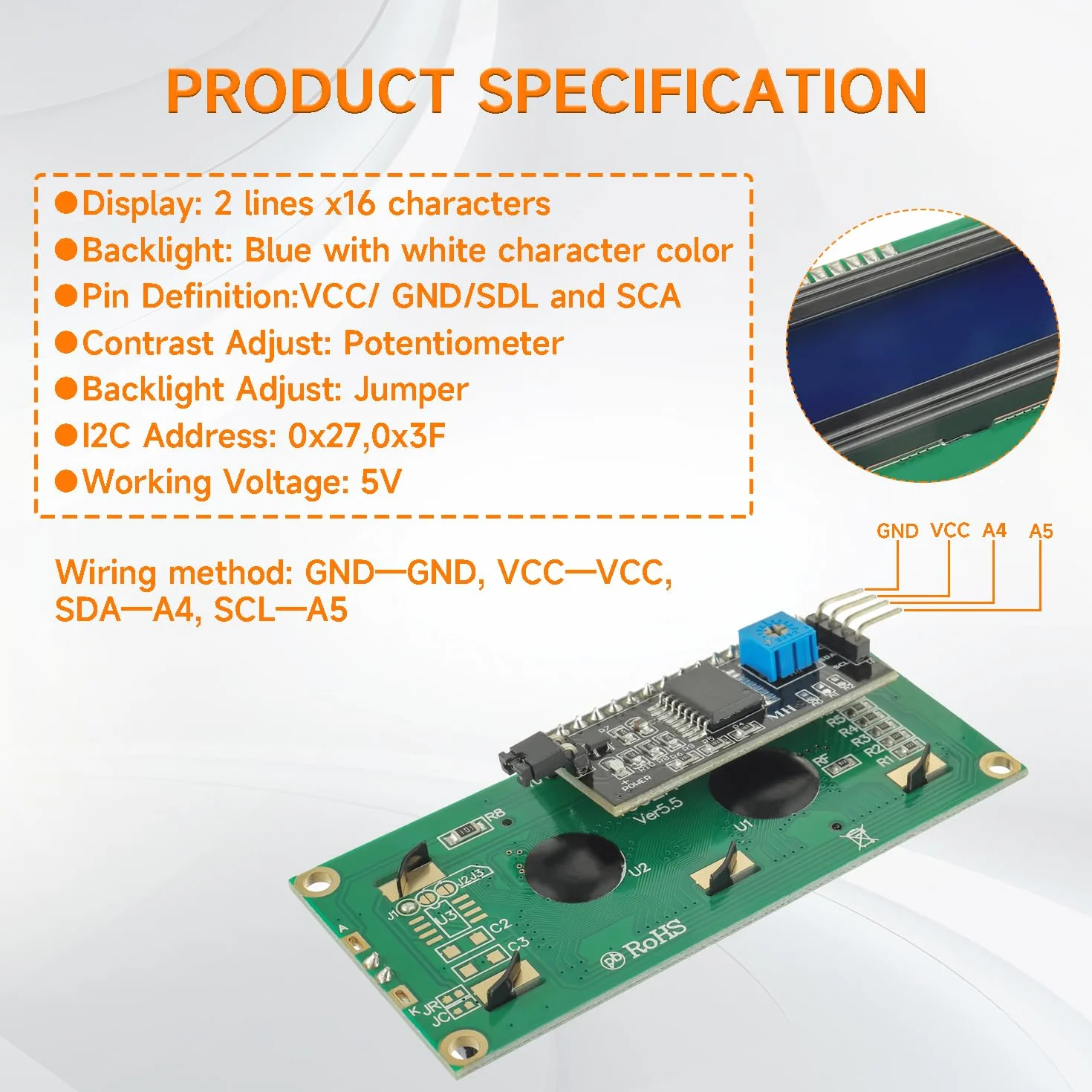 4-Pack I2C 1602 Moduł wyświetlacza LCD Moduł wyświetlacza szeregowego 16x2 kompatybilny z Arduino i Raspberry Pi