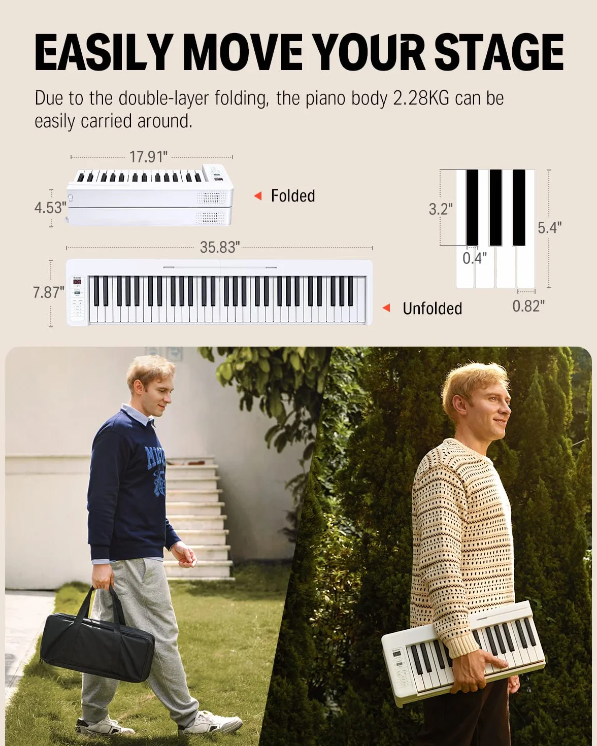 Donner DP-06 składany fortepian 61 klawiszy pełnowymiarowa półważona pianino cyfrowe Bluetooth przenośne