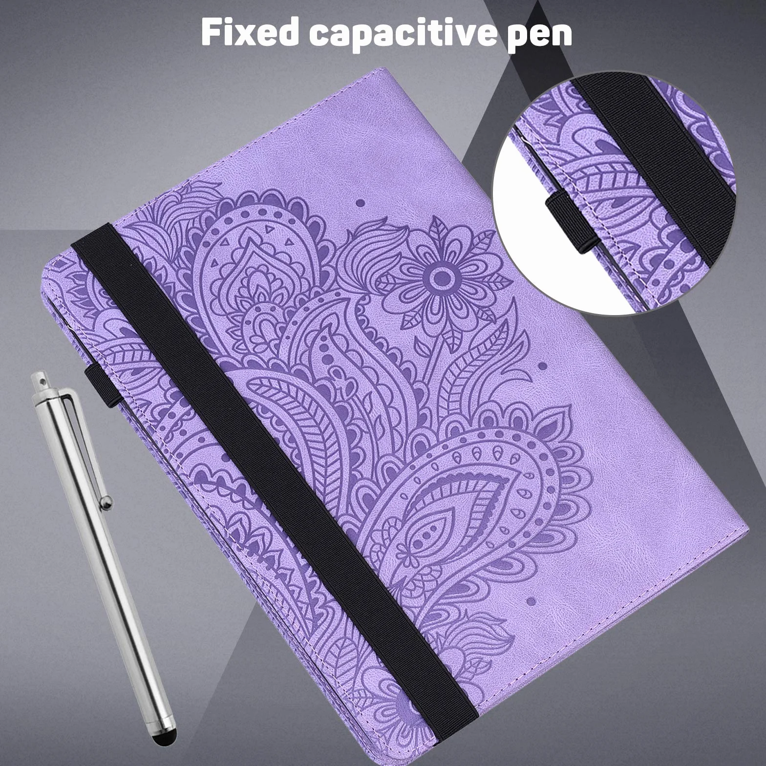 Etui na tablet Samsung Galaxy Tab A 8.0 2019 (SM-T290 / SM-T295) z folią ochronną i rysikiem - ultra cienkie z funkcją stojaka Flip Cover etui ze skóry PU (fioletowe)
