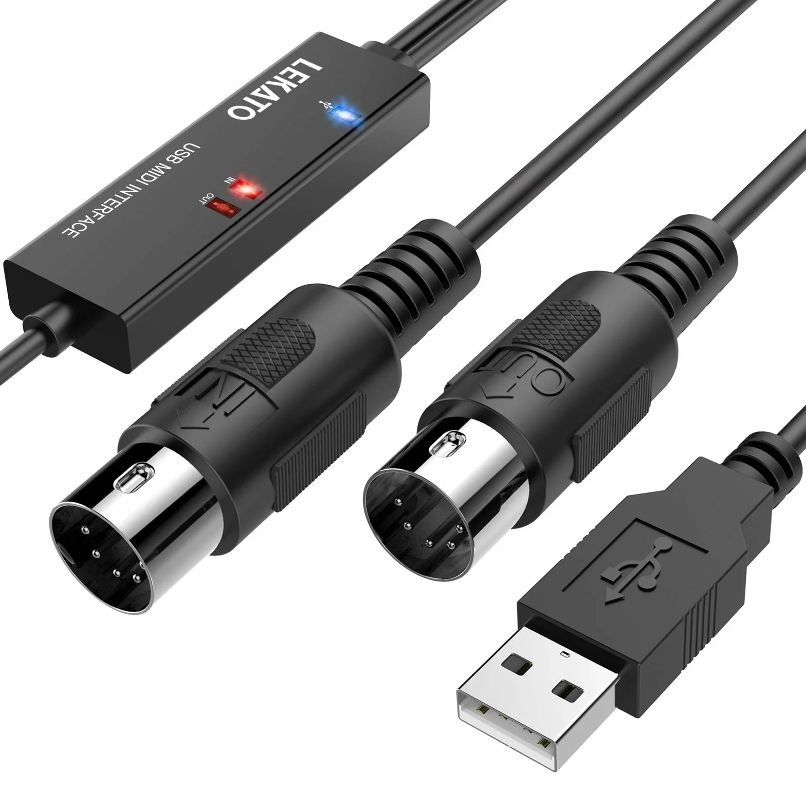 USB MIDI LEKATO USB In-Out Kabel MIDI Klawiatura muzyczna fortepian do PC laptop konwerter profesjonalny do komputera/laptopa/Mac 6,5 stóp