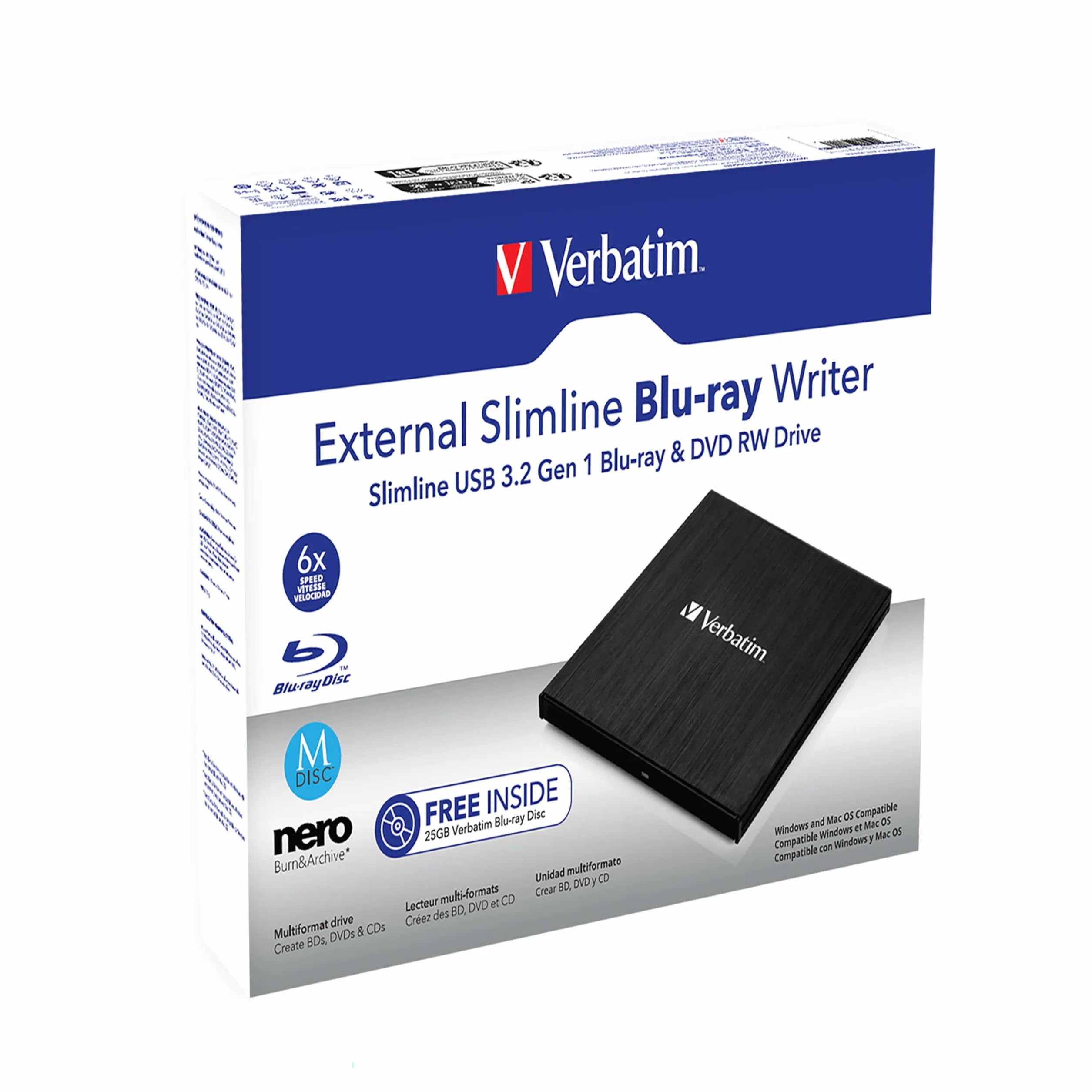 Verbatim 43890 zewnętrzny smukły przenośny USB 3.0 nagrywarka Blu-ray