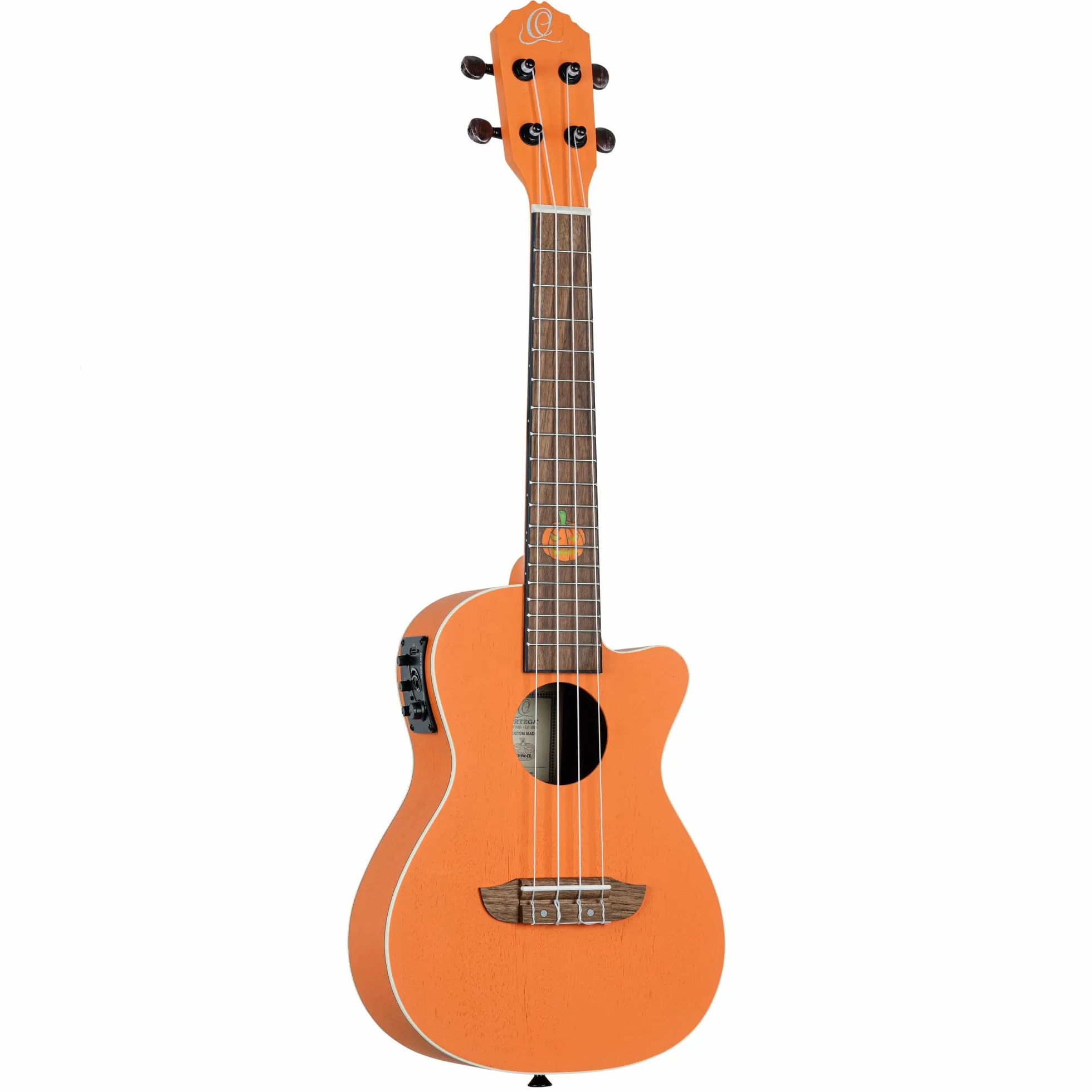 Ortega Guitars Elektro-akustyczne Ukulele Koncertowe – Seria Custom Built Edycja Halloween – Okoume, Kolor Pomarańczowy (RUHWCE)