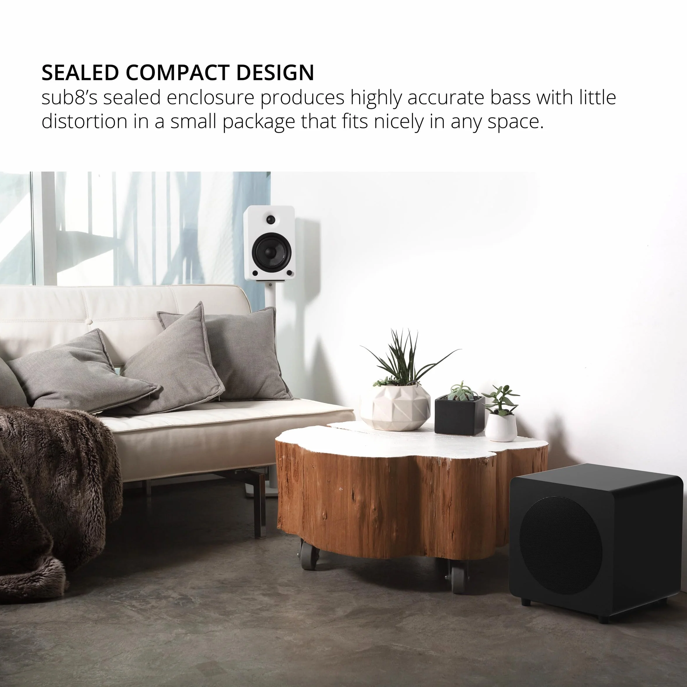 Kanto SUB8 8-inch Sealed Powered Subwoofer (Matte Black)
