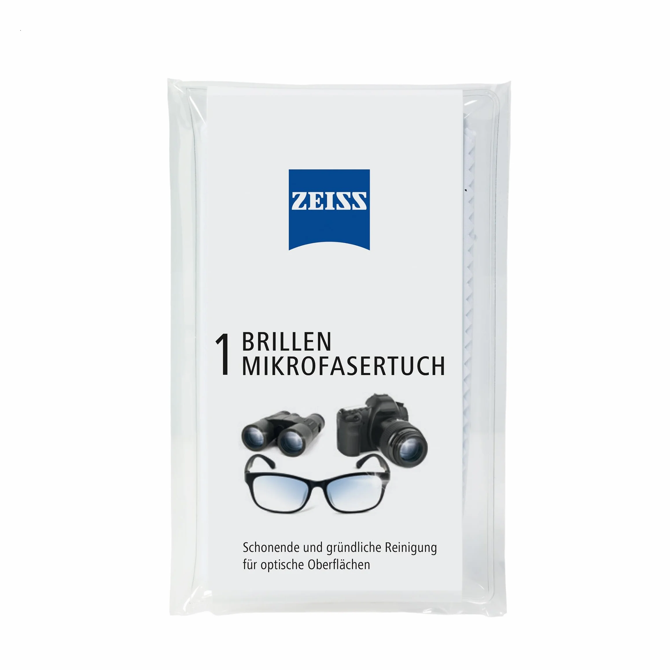 ZEISS Ściereczka z mikrofibry do czyszczenia na sucho lub w połączeniu z sprayami do czyszczenia okularów, nadaje się do prania w pralce, idealna do okularów, smartfonów, tabletów lub wyświetlaczy LCD