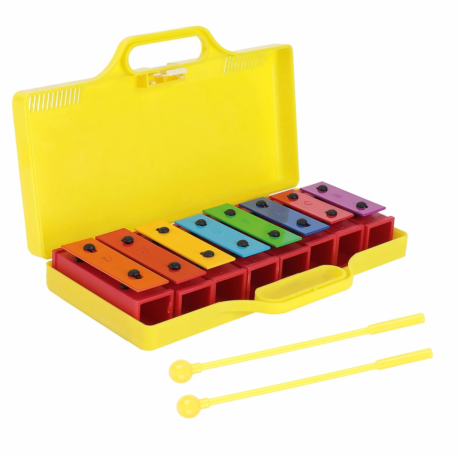Eujgoov Professional Glockenspiel 8 Note Ksylofonowe Instrumenty Perkusyjne do Gier Rodzinnych lub Muzyczny z 2 Pałeczkami 1 żółte Pudełko