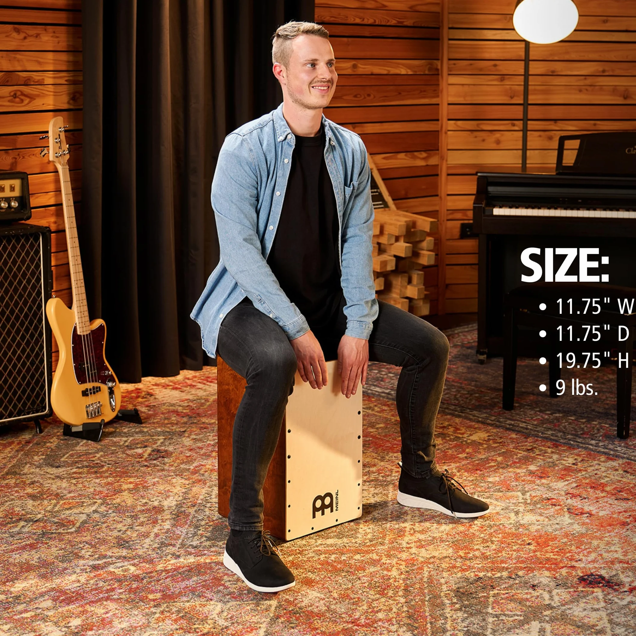 Meinl Percussion Snarecraft Cajon Instrument – Cajon z Dwoma Sprężynami Werblowymi – Panel Przedni Brzoza Bałtycka (SC100AB-B)