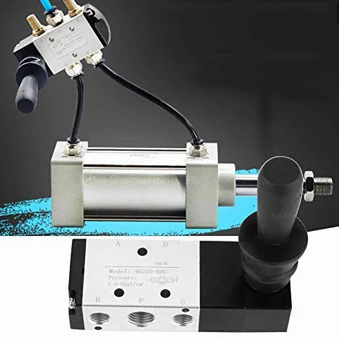 5-Drożny 3-Drogowy Pneumatyczny Ręczny Zawór Dźwigniowy G1 / 4 "Wlotowy Zawór Elektromagnetyczny Ze Stopu Aluminium Ręczne Sterowane Zawory Push-Pull (4H230-08)