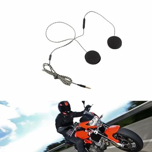 Motocyklowy Zestaw Słuchawkowy do Kasku, Przewodowe Głośniki 3,5 Mm, Obsługa Głośnomówiąca Podczas Jazdy, Czarny