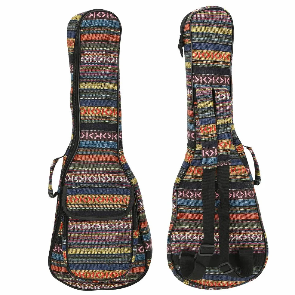 RiToEasysports Torba na ukulele koncertowe etui na ukulele, wbudowana, pogrubiona bawełna z paskami tylnymi i bocznymi na 4 struny, ukulele, akcesoria do instrumentów muzycznych