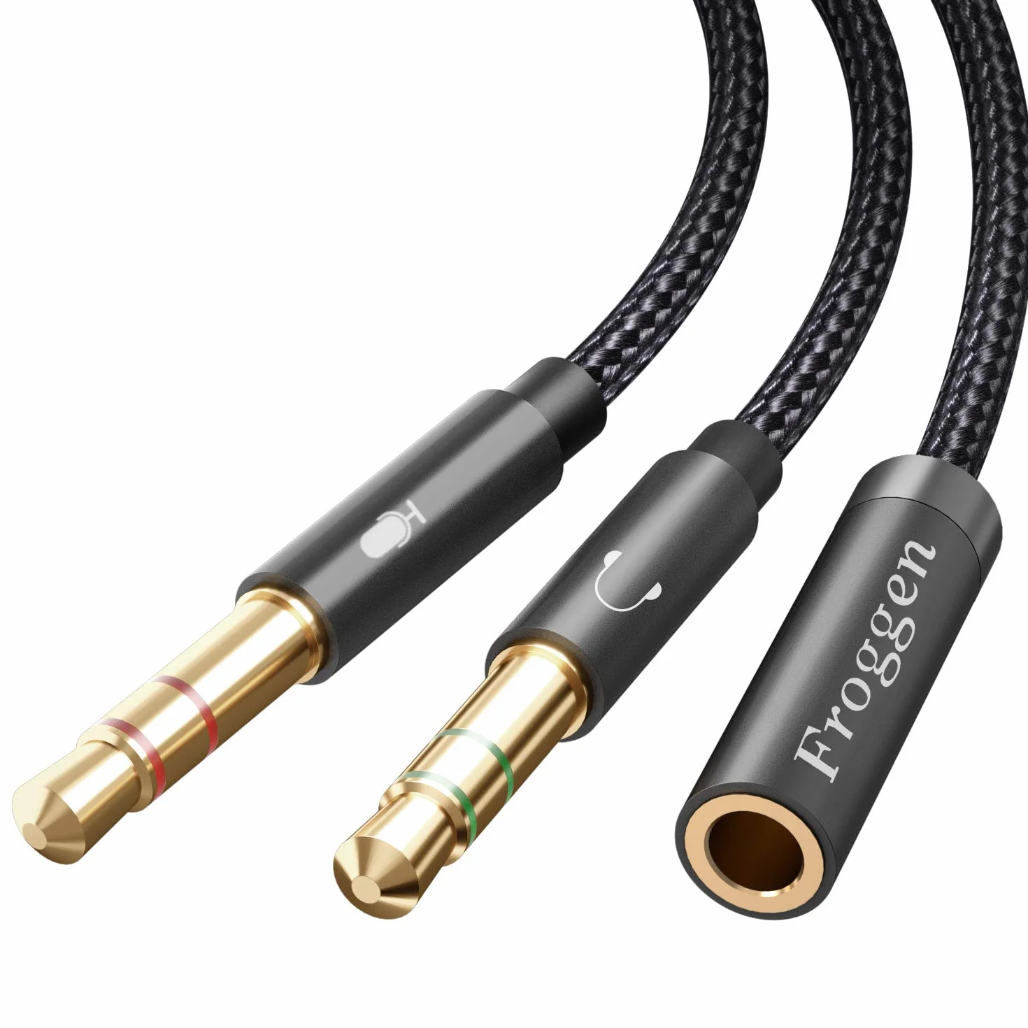 Adapter rozdzielacza audio Y, gniazdo 3,5 mm na podwójne gniazdo jack 3,5 mm do zestawu słuchawkowego i mikrofonu, do komputera stacjonarnego/laptopa z adapterem audio