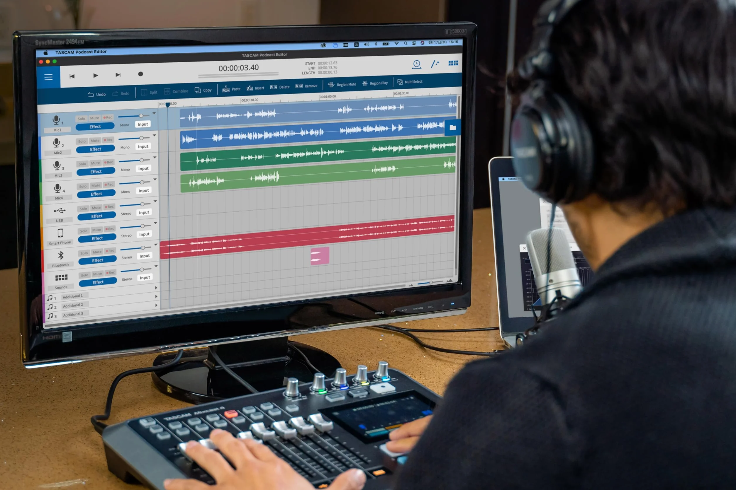 Tascam Mixcast 4 Mikser Audio, Czarny, 14 kanałów, 4 wejścia