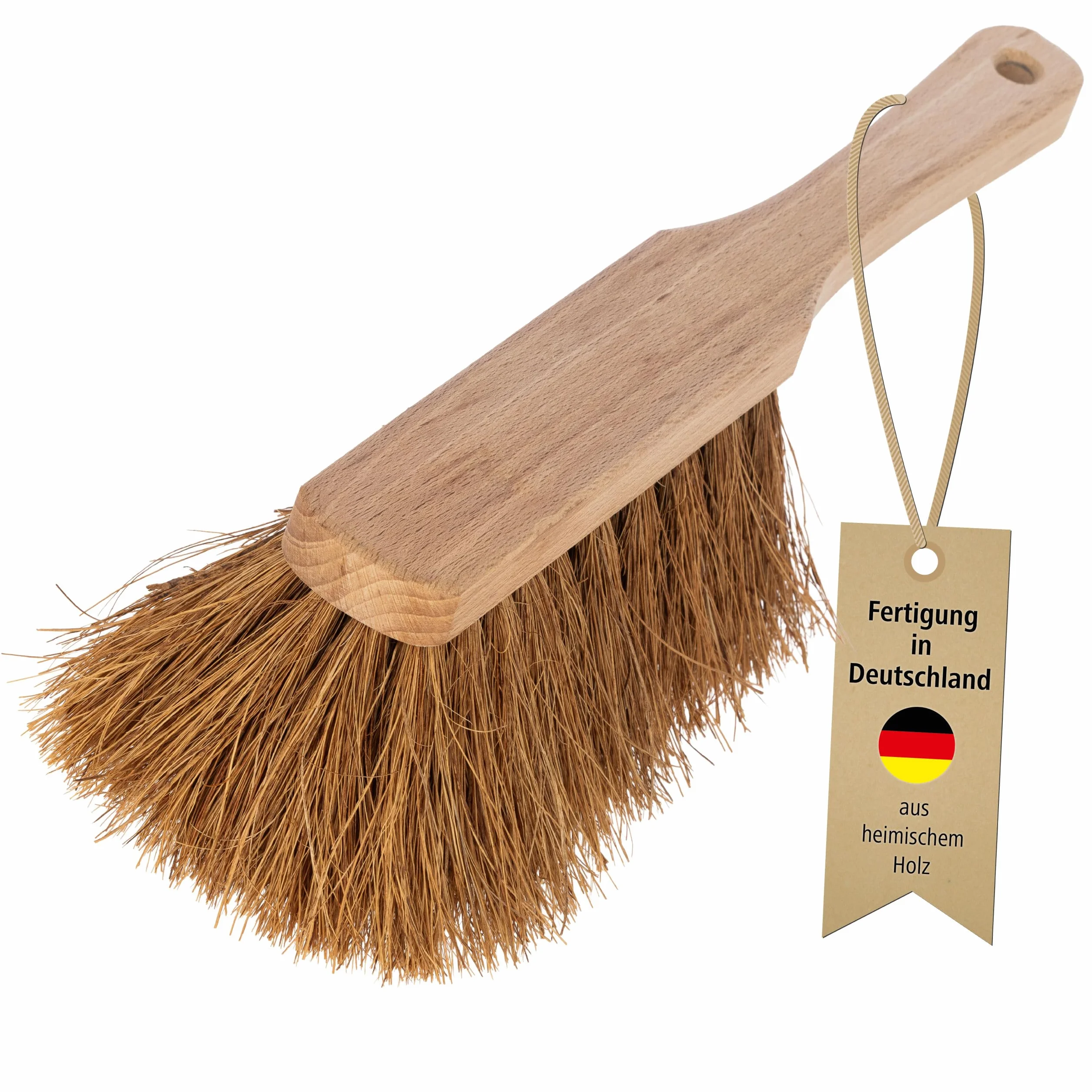 Kerbl 29479 zmiotka kokosowa, płaski drewniany uchwyt z otworem