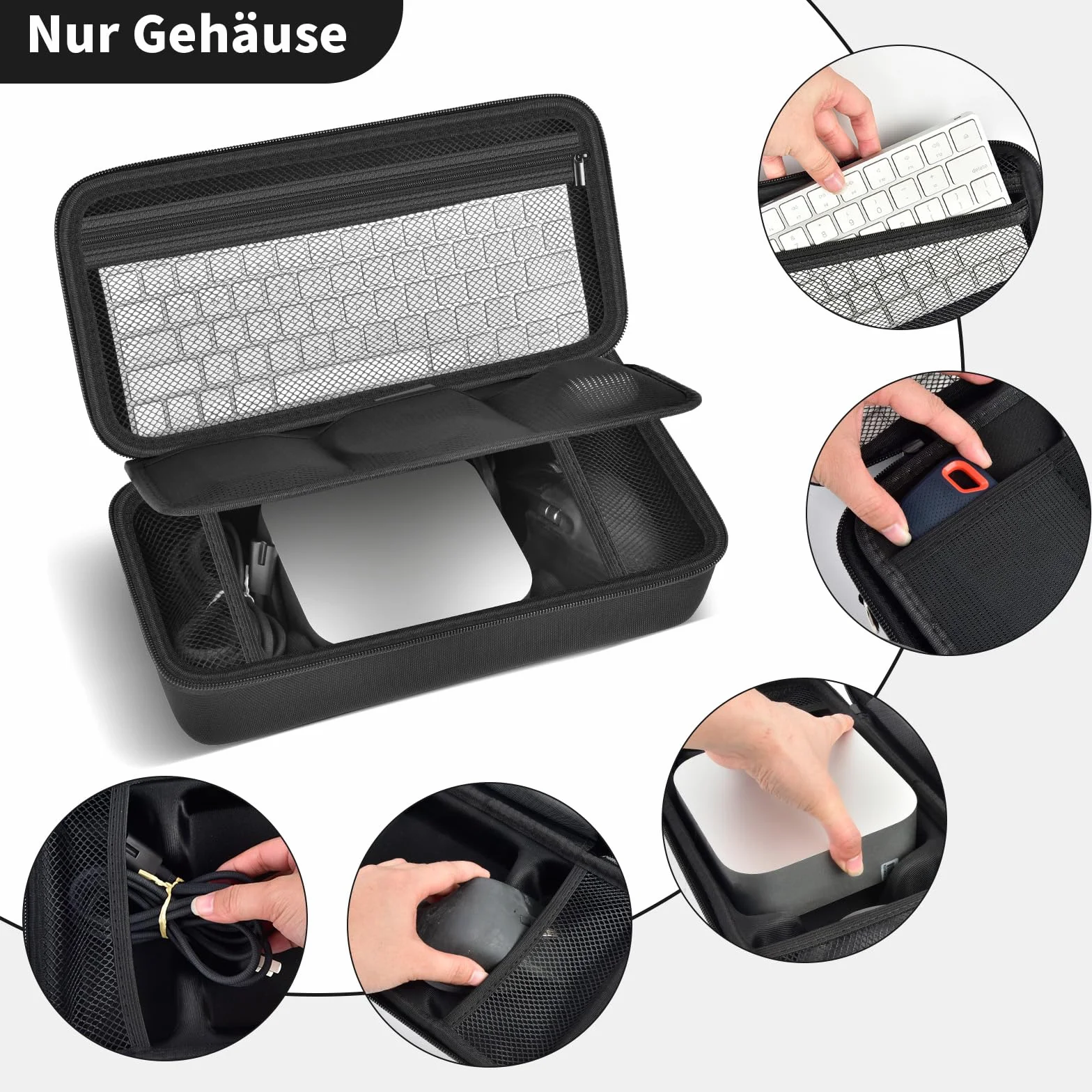 Etui kompatybilne z Apple 2024 Mac mini M4 / M4 Pro z chipem, organizer Hard Electronics pasuje do klawiatury, Magic Mouse, ładowarki i akcesoriów (tylko pudełko) - czarne