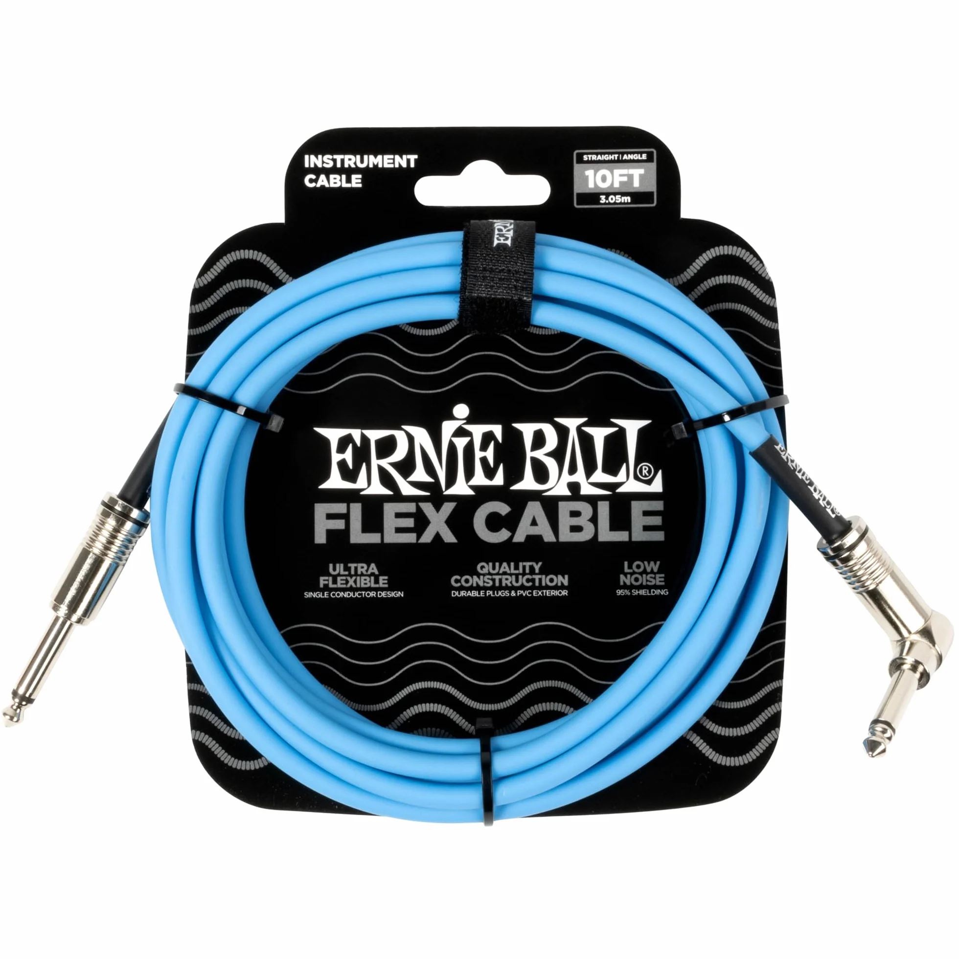 Ernie Ball Flex Kabel Instrumentalny Prosty/Kątowy 3,0 m, Niebieski