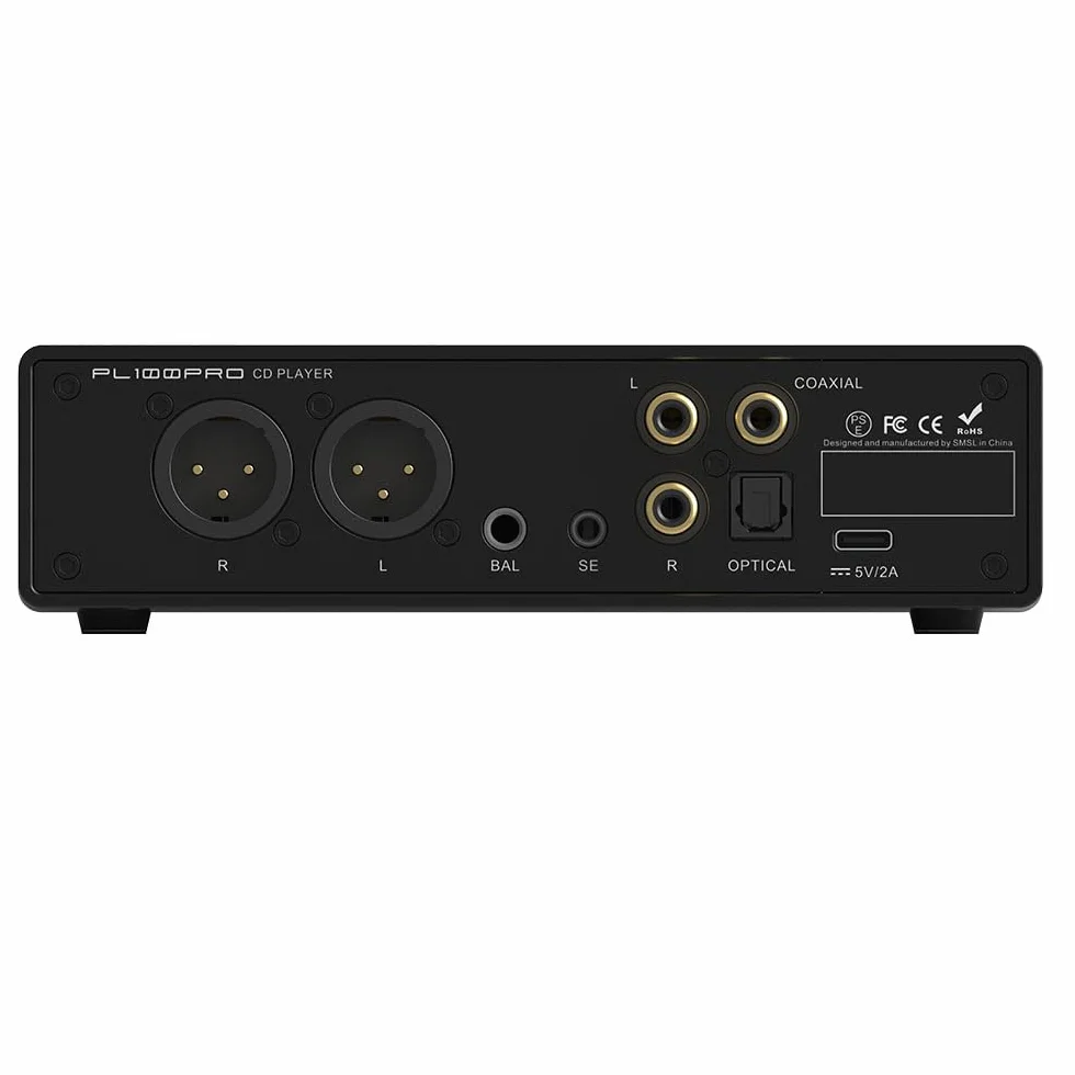 SMSL PL100 PRO wielofunkcyjny odtwarzacz CD, 2 x wysokiej klasy chipy DAC CS43131, obsługuje bezstratne odtwarzanie MQA z pilotem zdalnego sterowania (czarny)