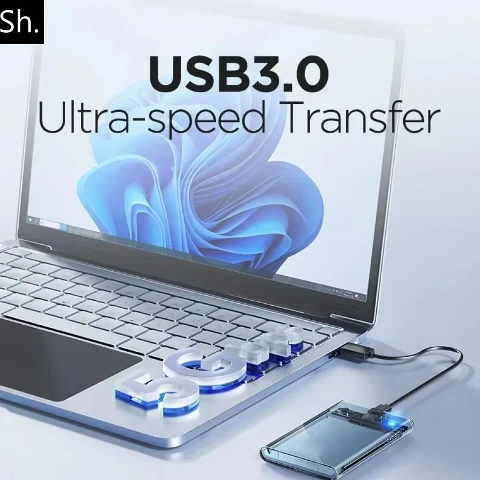 Sh. Obudowa Zewnętrzna Dysku 2.5” SATA USB 3.0 – Kieszeń na Dysk SSD/HDD, Obudowa do SSD SATA, Etui Adapter (HDD/SSD Case), UASP 5 Gb/s, Kompatybilna z Laptopem/PC/PS4/Xbox