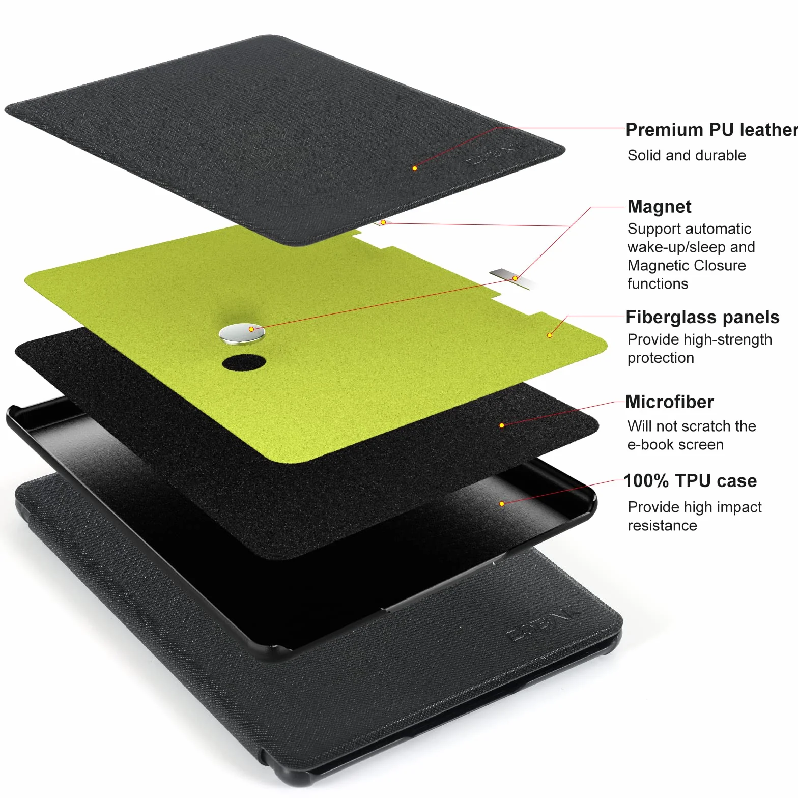 CoBak Etui Case for 6,8" Kindle Paperwhite (11. Generation - 2021) i Kindle Paperwhite Signature Edition - najcieńszy i najlżejszy pokrowiec ochronny z funkcją Auto Sleep/Wake, Czarne