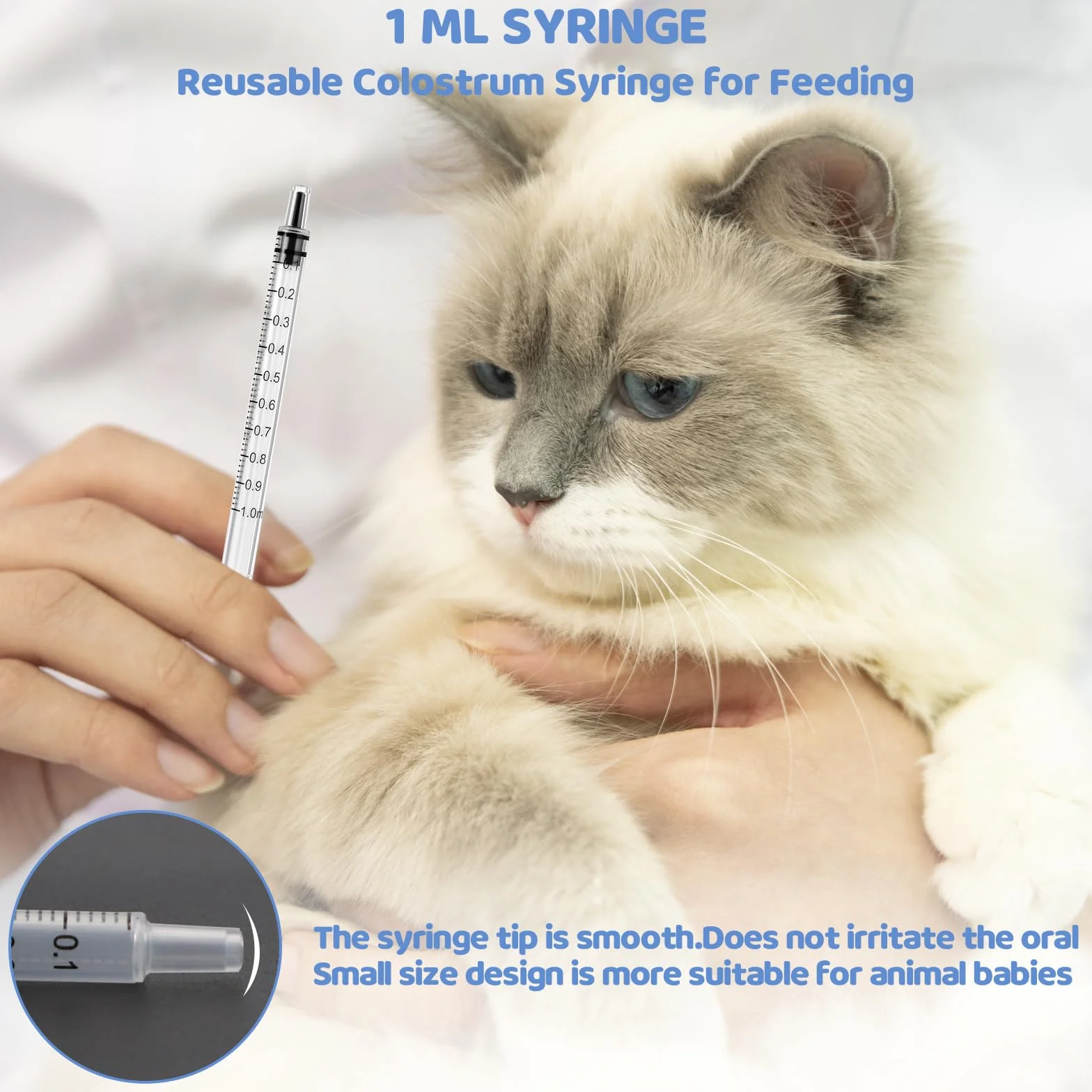 60 sztuk strzykawek 1 ml, sterylne, bez igieł, strzykawki jednorazowe z siarą, 1 ml, z nasadkami do karmienia małych zwierząt, pomiaru płynów i laboratoriów naukowych