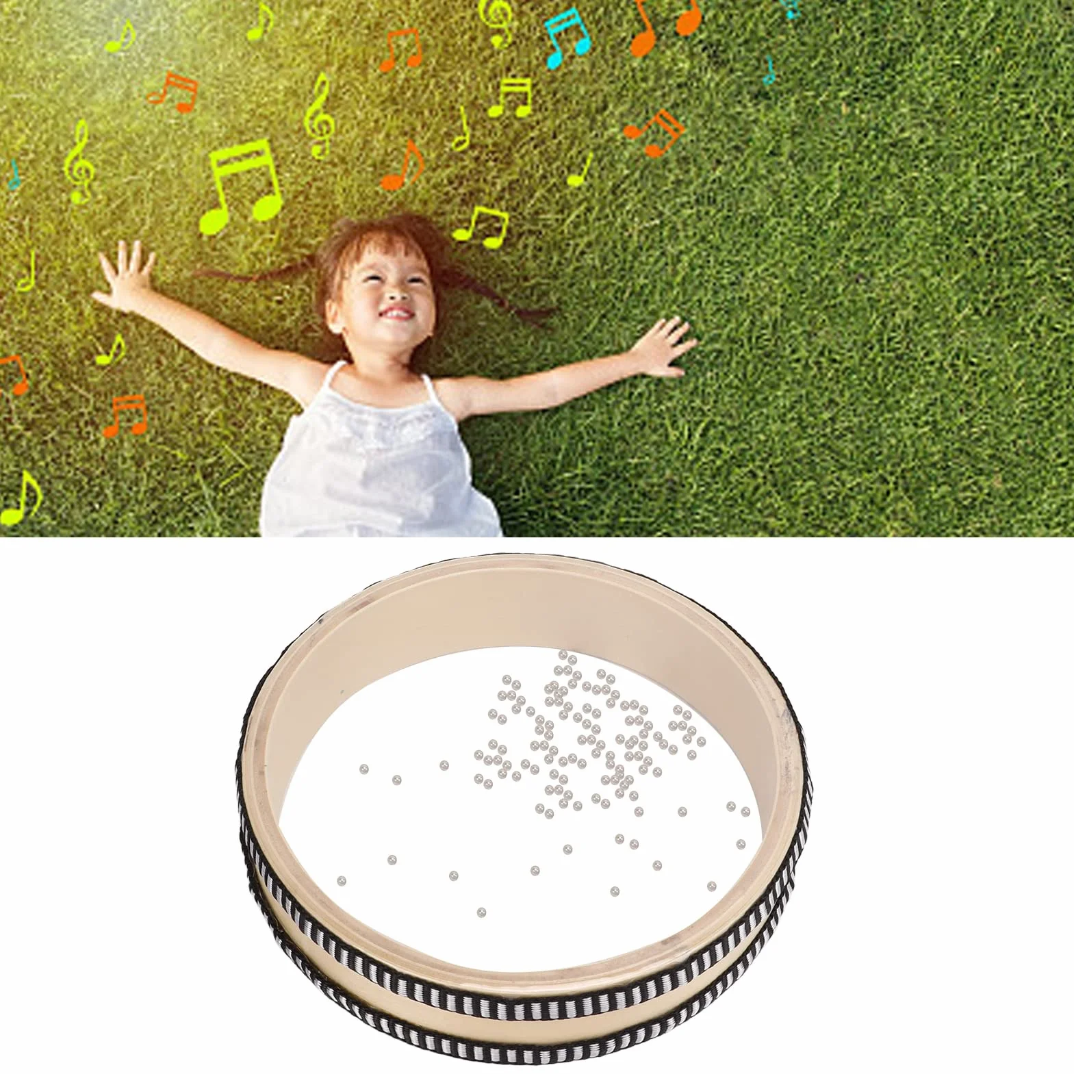 Bębny Wave Bead, Natural Color Ocean Drum Maple Dobrze ustrukturyzowane 6,1 cala dla dziecka