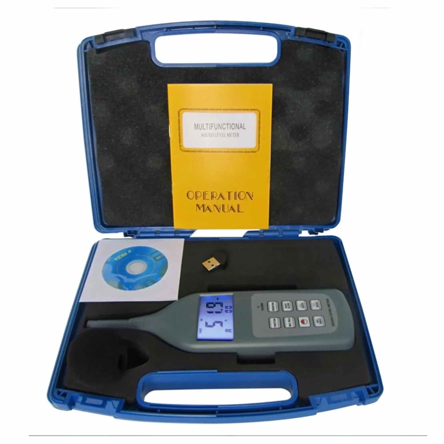 Miernik decybeli, Cyfrowy bezprzewodowy tester poziomu hałasu, zasięg 30~130dB + oprogramowanie CD i USB Łatwy w użyciu, do pomiarów w domu, fabrykach