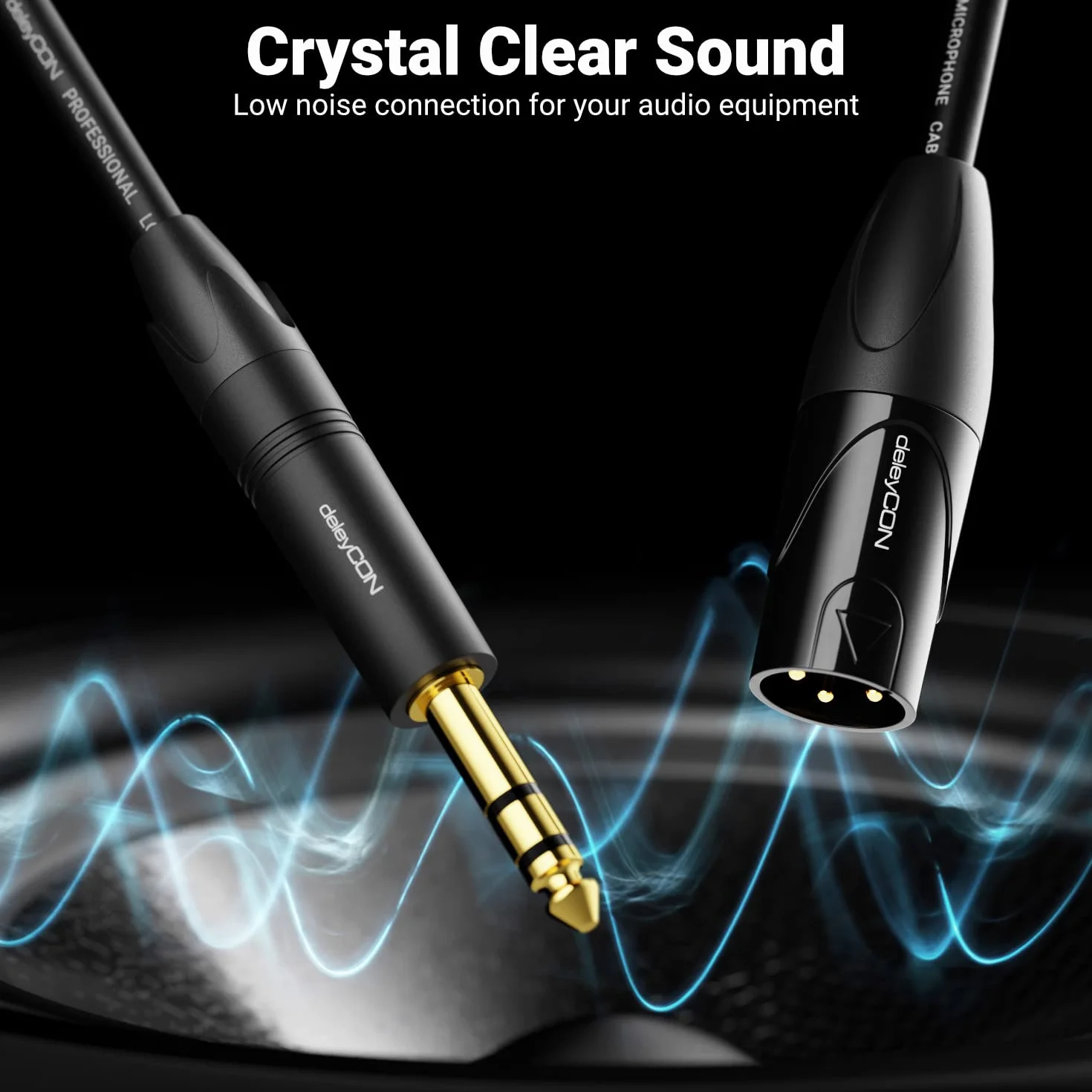 deleyCON 4m XLR na 6,35mm Klinke Stereo - Kabel Mikrofonowy Audio Adapter AUX - Jakość Studyjna - z Czystej Miedzi OFC (AWG24) XLR Wtyk na Klinke 6,35mm Wtyk - Metalowa Blokada