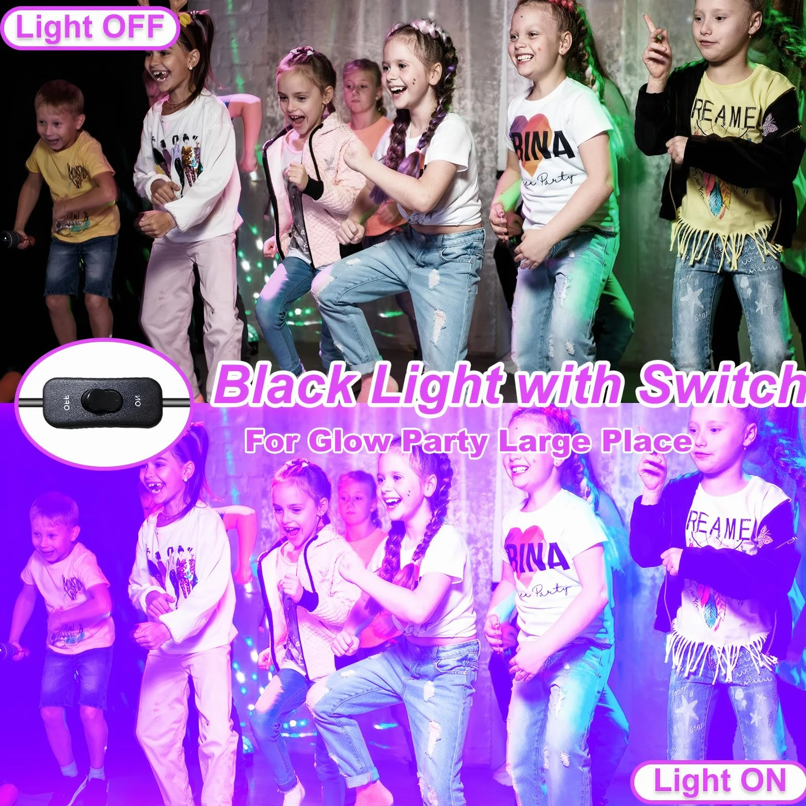 Reflektor UV z czarnym światłem 100 W, 395-400 nm, czarne światło, IP66, wodoszczelny reflektor LED UV z wtyczką, czarne światło, światło UV na imprezę neonową, dyskotekę, Halloween