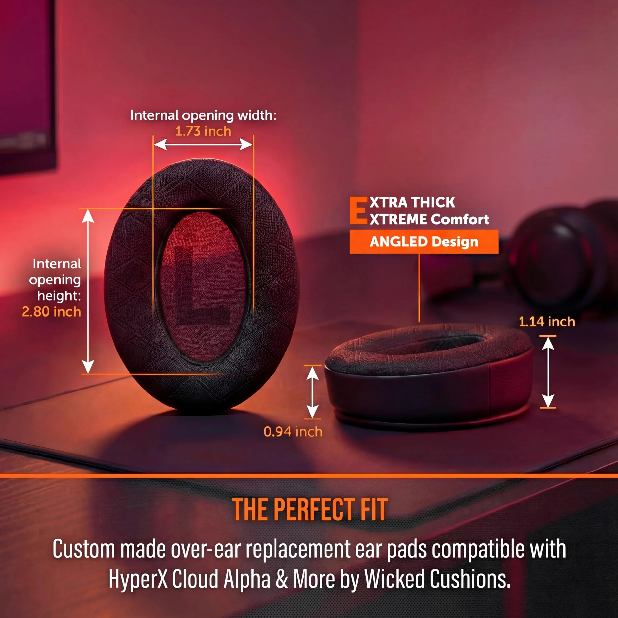 WC FreeZe V2 Cloud – kątowe chłodzące nauszniki żelowe kompatybilne z serią HyperX Cloud firmy Wicked Cushions | Nowy materiał chłodzący FreeZe V2, wyjątkowo gruby | Black