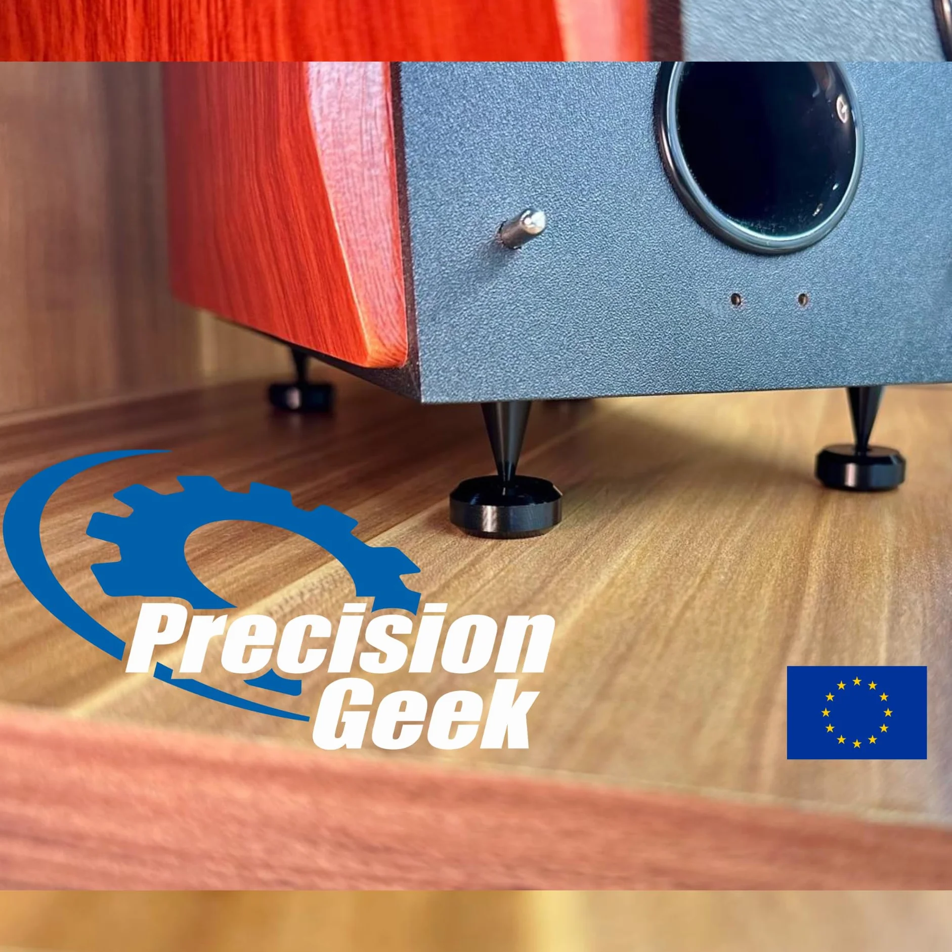 PrecisionGeek - Kolce Głośnikowe M8 x 10mm L-20mm, Aluminium Czarne (4 sztuki)