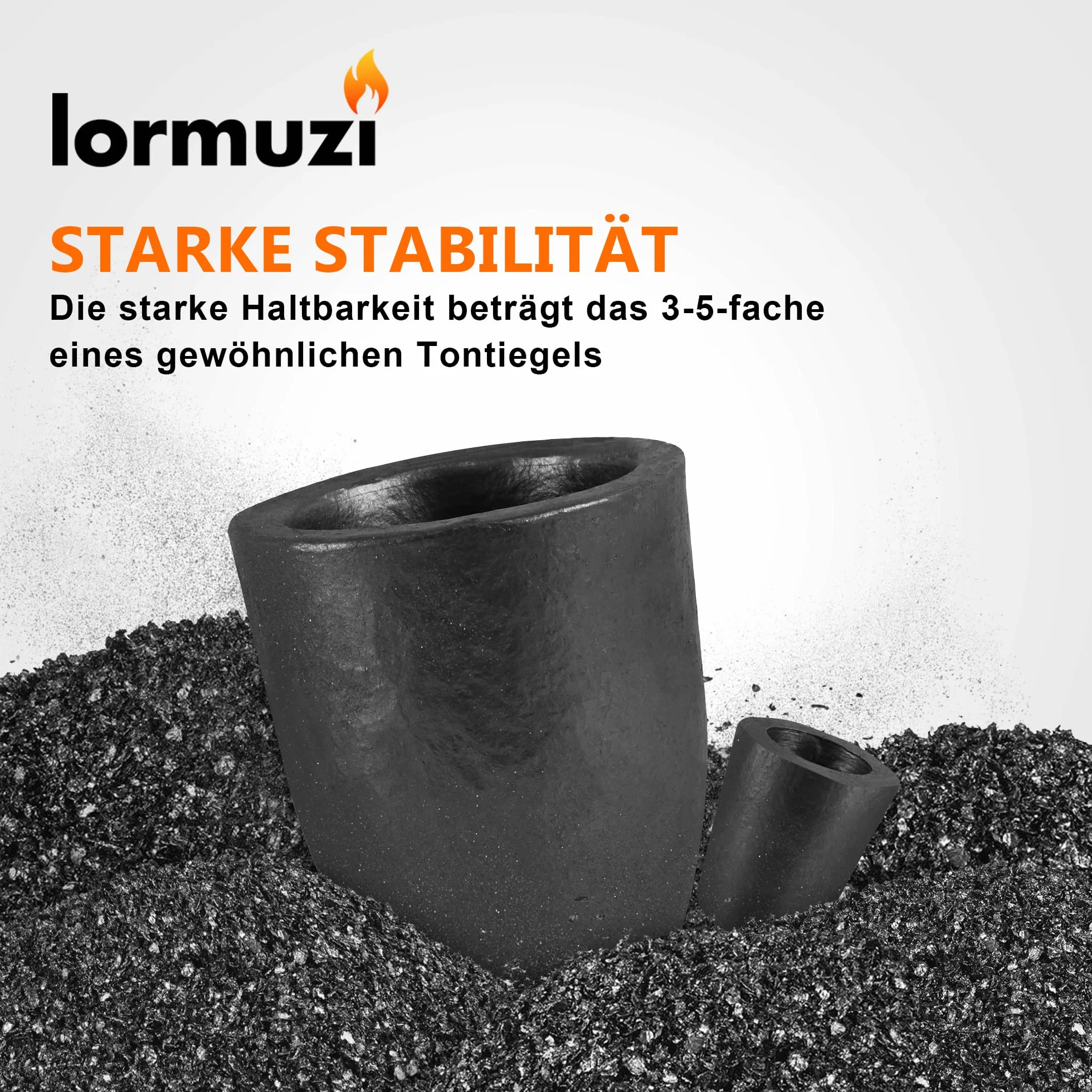 lormuzi Tygiel grafitowy z węglika krzemu (3,5 kg - 390 ml), topienie metali, wytrzymuje wysokie temperatury 1800°C (3272°F), topienie, odlewanie, rafinowanie aluminium, złota, srebra, miedzi (3 kg