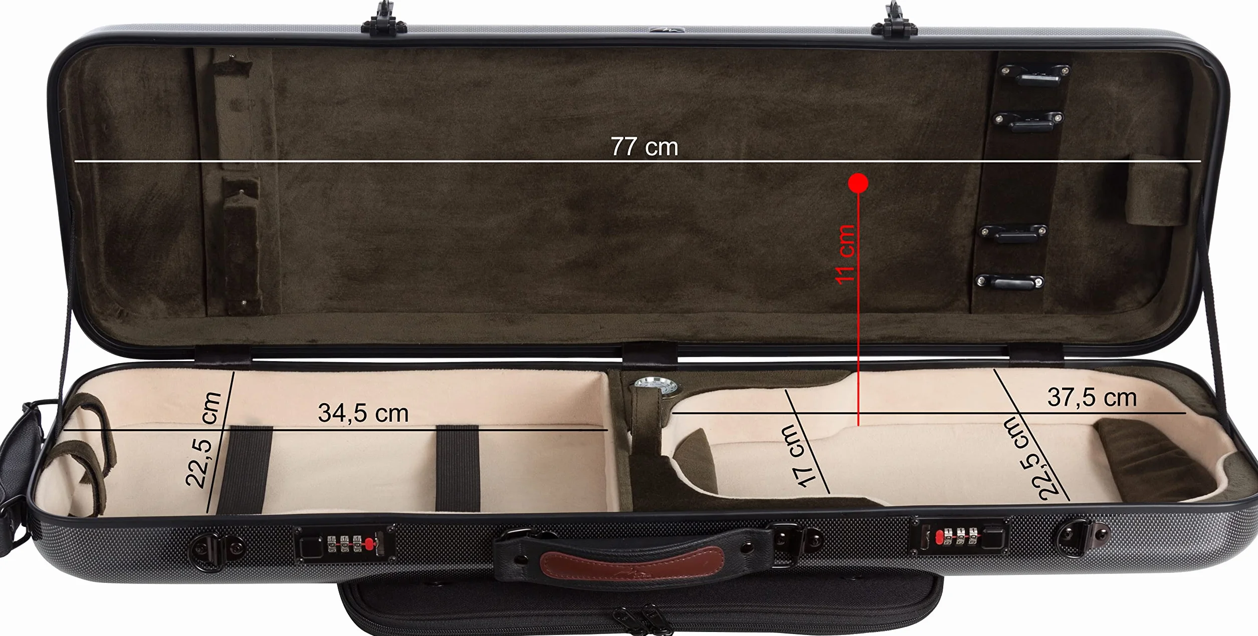 Futerał skrzypcowy Fiberglass Safe Oblong 4/4 point czarny - oliwkowy M-case + torba na nuty
