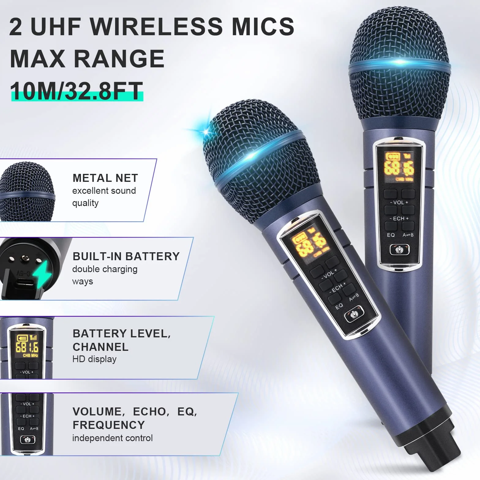Máquina de Karaoke z Bluetooth, Equipo de Karaoke Portátil z 2 Mikrofonami Inalámbricos, systemem PA i Modo de Canción de Karaoke para Fiestas en Casa, Bodas, piknik, C