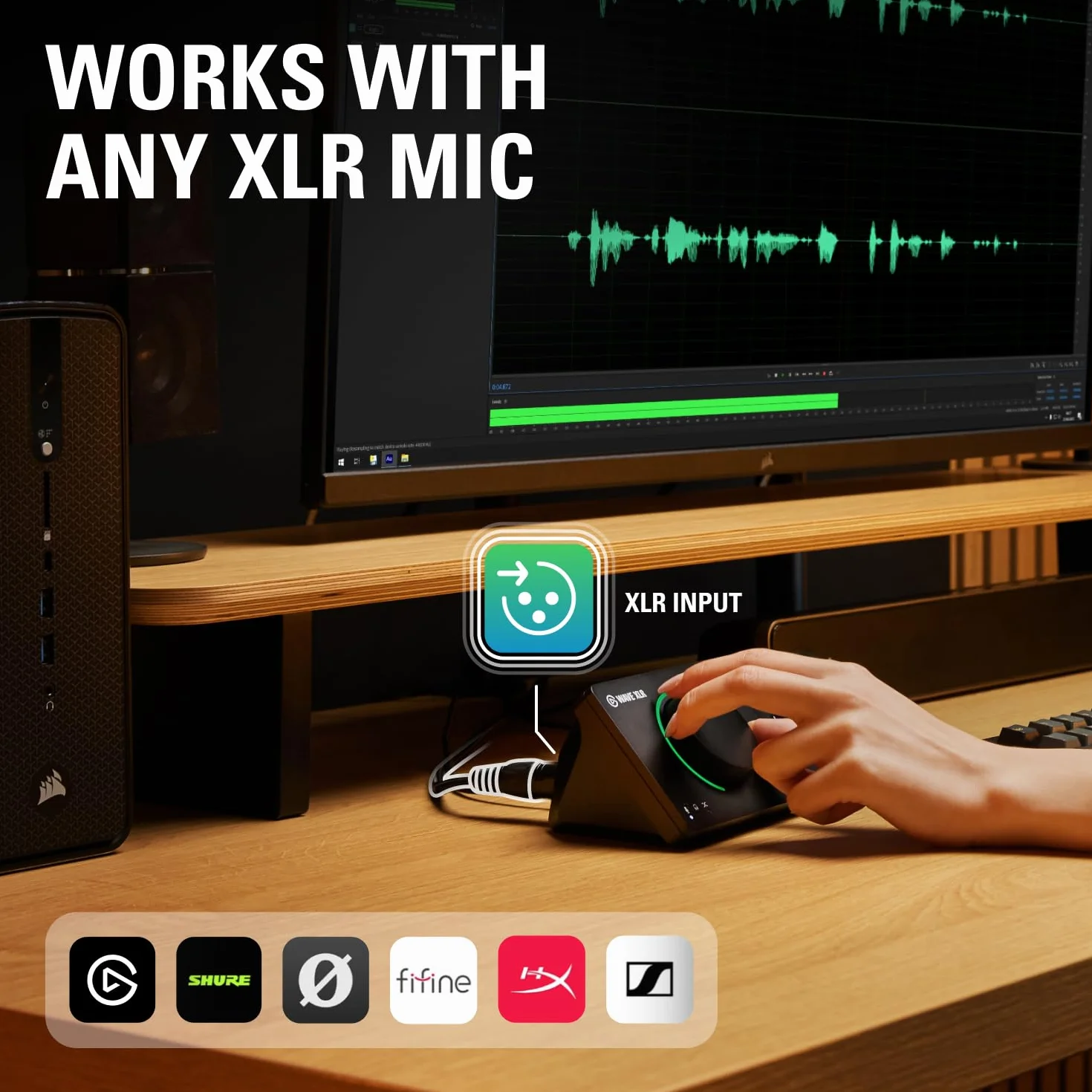 Elgato Wave XLR MK.2 - Interfejs audio USB i mikser DSP do mikrofonów XLR, wzmocnienie 80 dB, wbudowane efekty, sprzężenie zwrotne LED, wyciszenie dotykowe, współpracuje z Stream Deck, PC i Mac