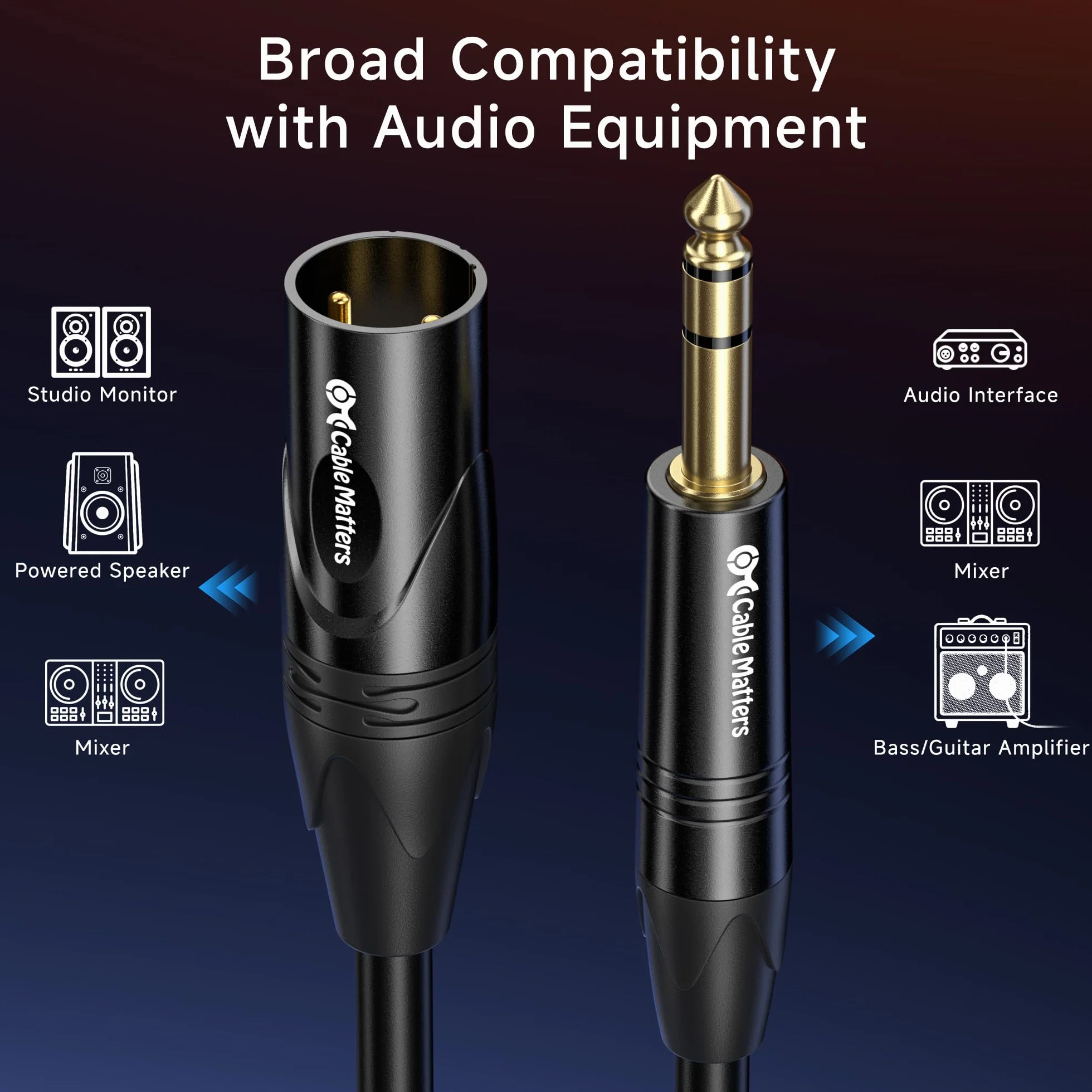 Cable Matters (kabel jack 0,9 m męski na męski do xlr, kabel TRS do XLR