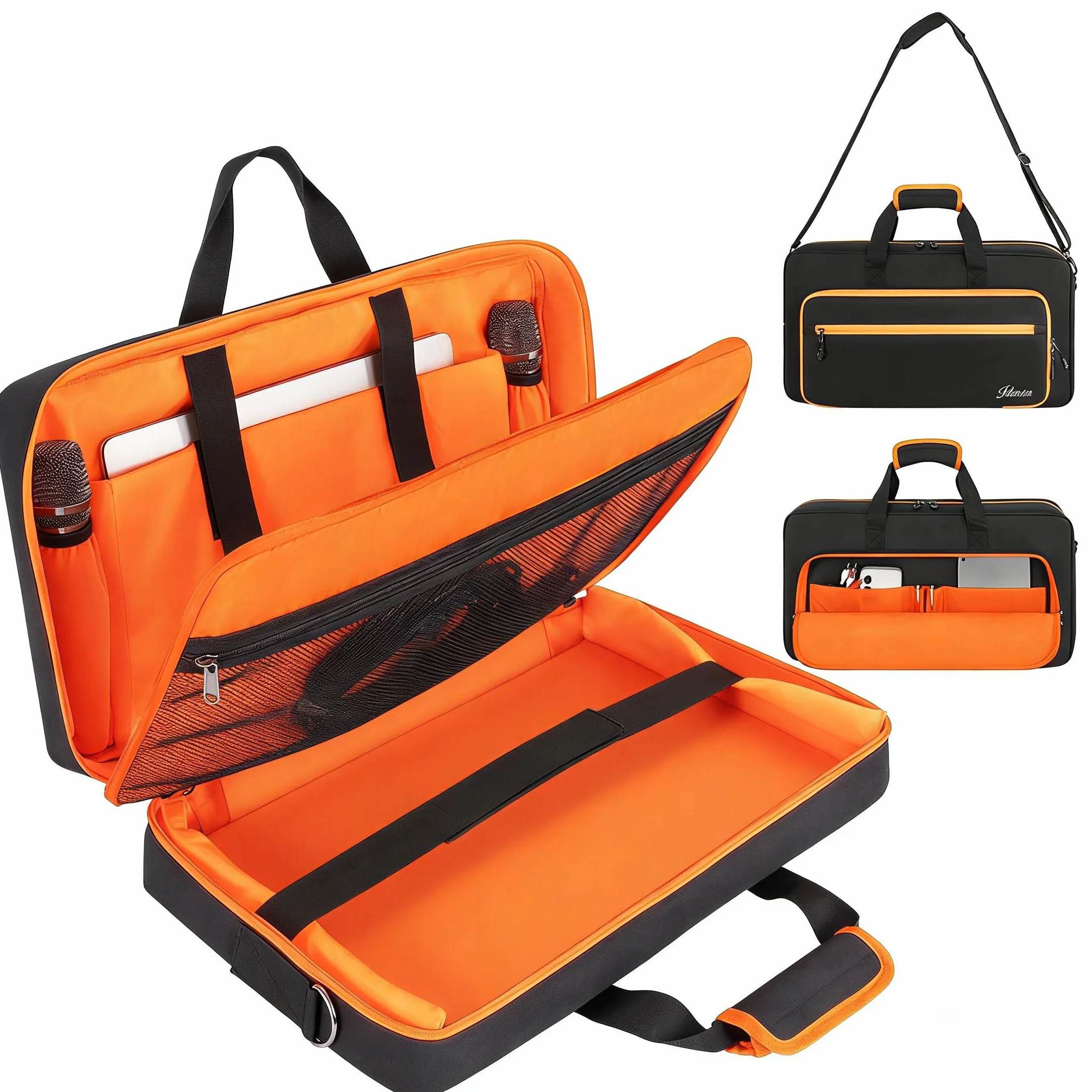 AKOZLIN Etui na kontroler DJ do DDJ FLX4 / DDJ REV1/ DDJ 400/SB2/SB3 DJ futerał do przenoszenia z bawełny perłowej, regulowany pasek na ramię/plecak, kieszeń na laptopa 15,6 cala i kieszenie na