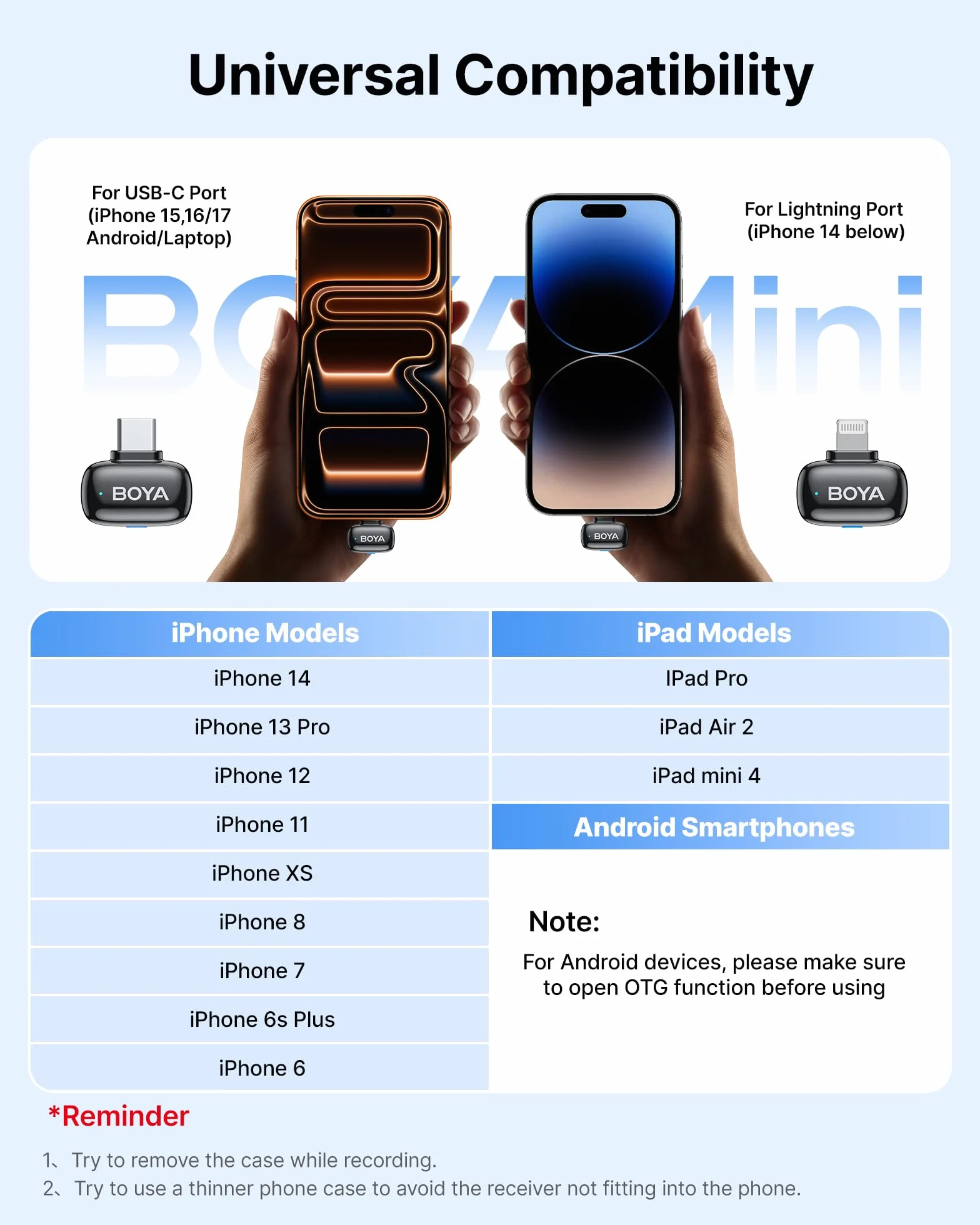 Boya bezprzewodowy mikrofon krawatowy do iPhone’a/iPada, Android, 2 mikrofony, 30h, zmiana głosu AI, czarny