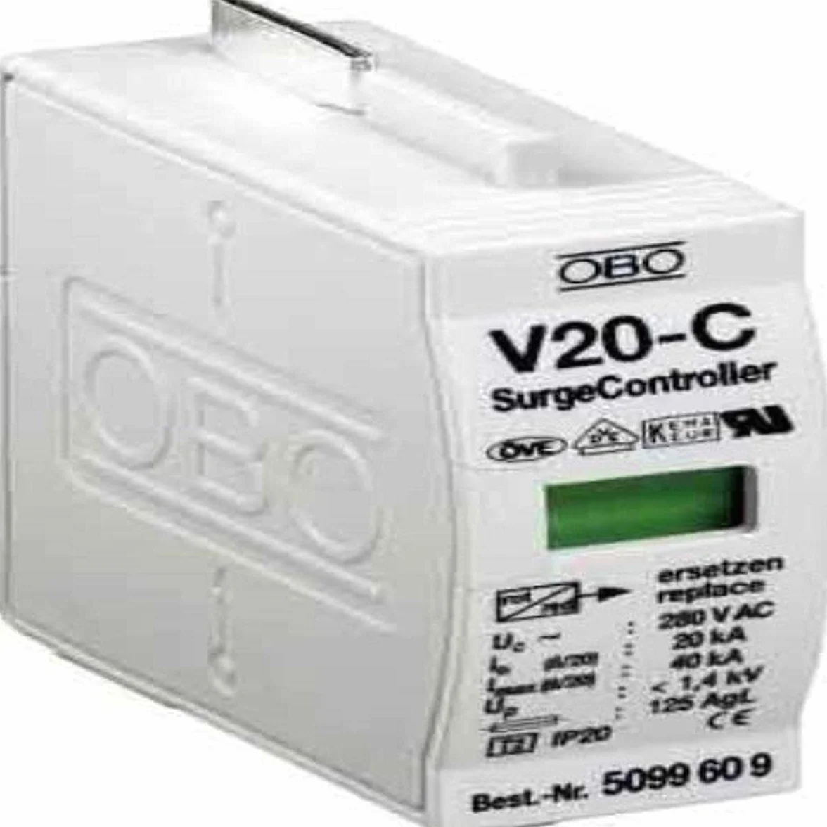 OBO V20C0 5099609 przewód przepięciowy, typ V 20-C/0, 1-biegunowy