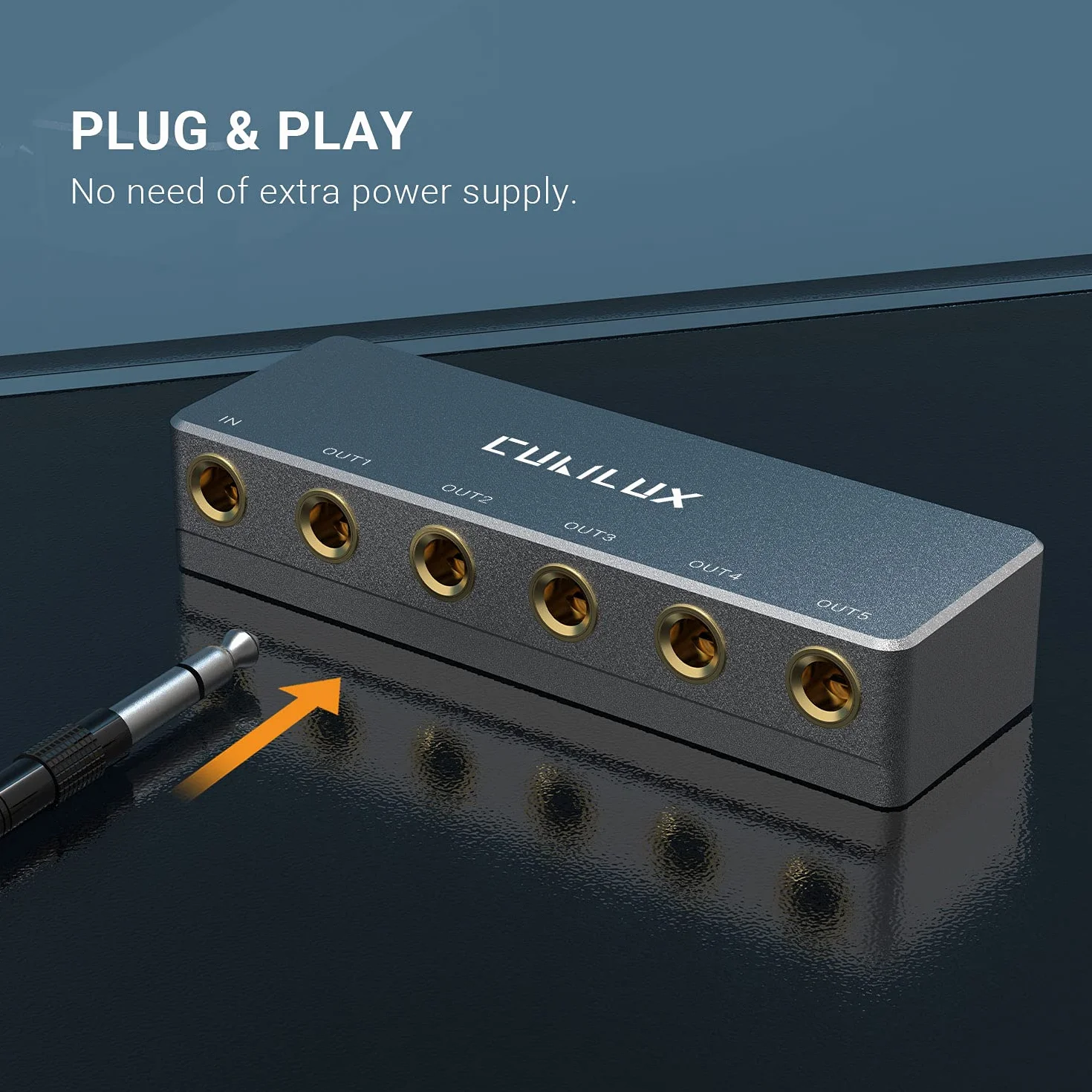 Cubilux 1 na 5 wyjść Jack Splitter Box, Pasywny 6,35 mm 5-drożny rozdzielacz audio Aux Jacks do słuchawek, gitary, klawiatury, monitora studyjnego