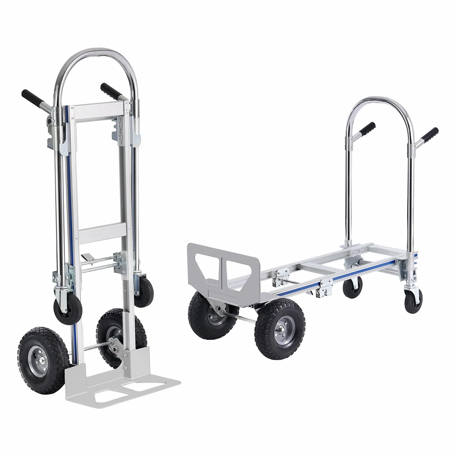 VEVOR Aluminiowy Składany Wózek Transportowy 2 w 1 Do Przenoszenia Ładunku 363 kg Na Platformę Z Kołami Gumowymi Do Transportu Towarów Magazynowych