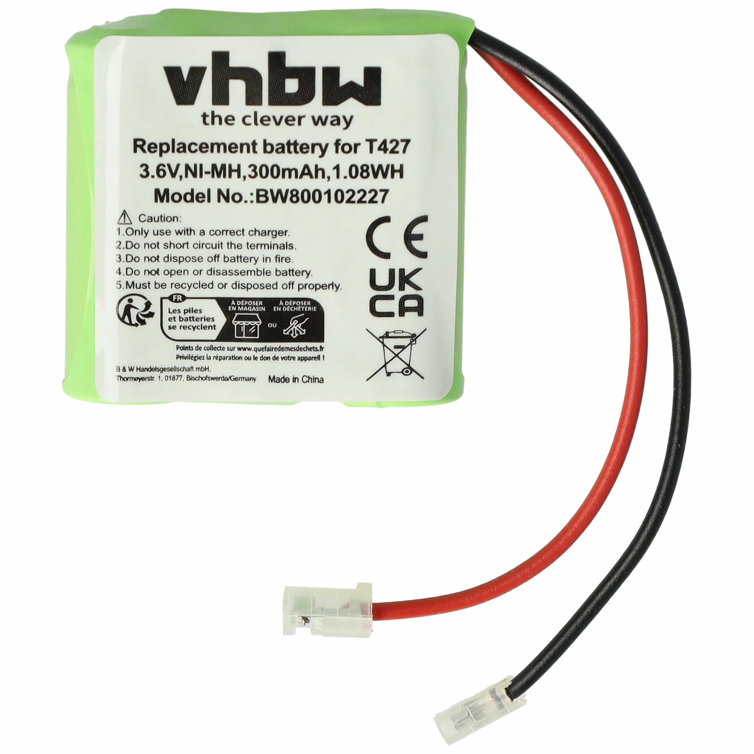 Bateria NI-MH 600 mAh 3,6 V nadaje się do BINATONE, COMMODORE, PANASONIC itp. zastępuje T427, 30AAAM3BMX