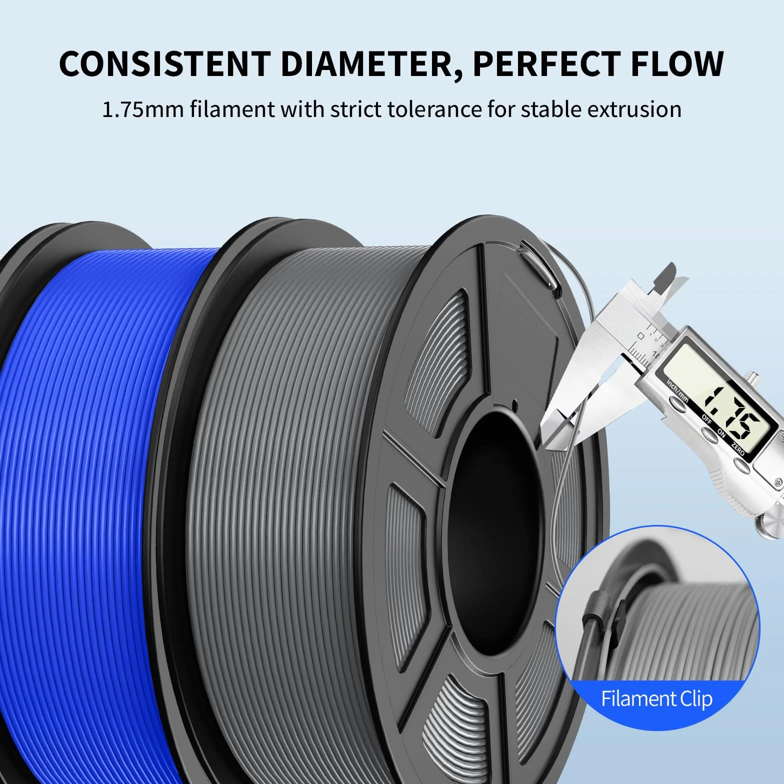JAYO Filament PLA 1,75 mm, 4,4 kg, Zestaw filamentów PLA do drukarki 3D, 1,1 kg na szpulę, 4 szpule, wielokolorowy, do większości drukarek 3D FDM (czerwony, niebieski, żółty, pomarańczowy)