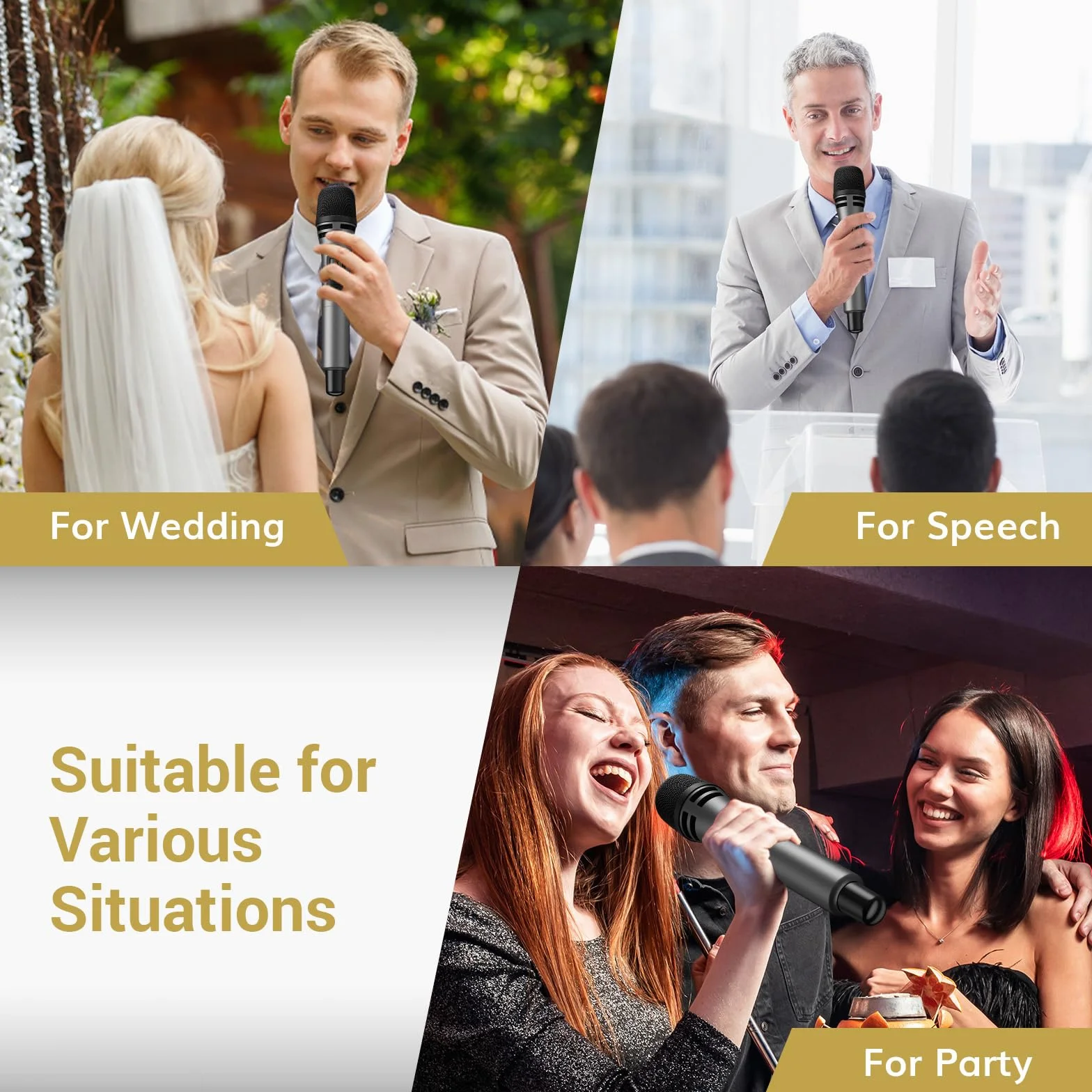 Systemy mikrofonów bezprzewodowych, TONOR Profesjonalny zestaw mikrofonów karaoke UHF,mikrofon do śpiewania z odbiornikiem do domowego karaoke, imprez, kościołów, DJ-ów, wesel, przemówień TW350 Szary