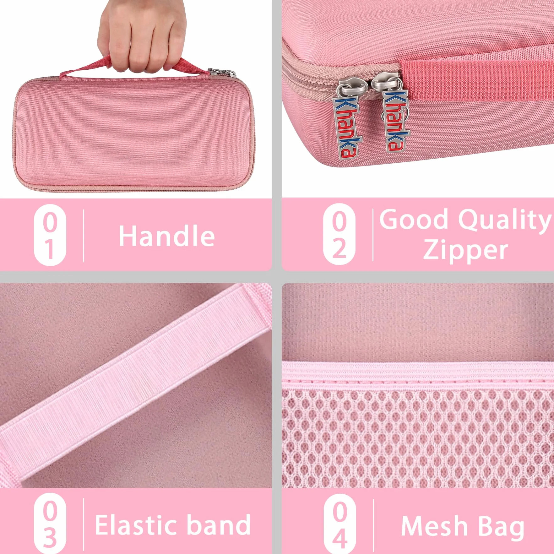 Khanka - Wymienny twardy futerał podróżny do głośnika Bluetooth Bose Soundlink MAX/Flex, Solo Case (różowy, pokrowiec Bose Flex)