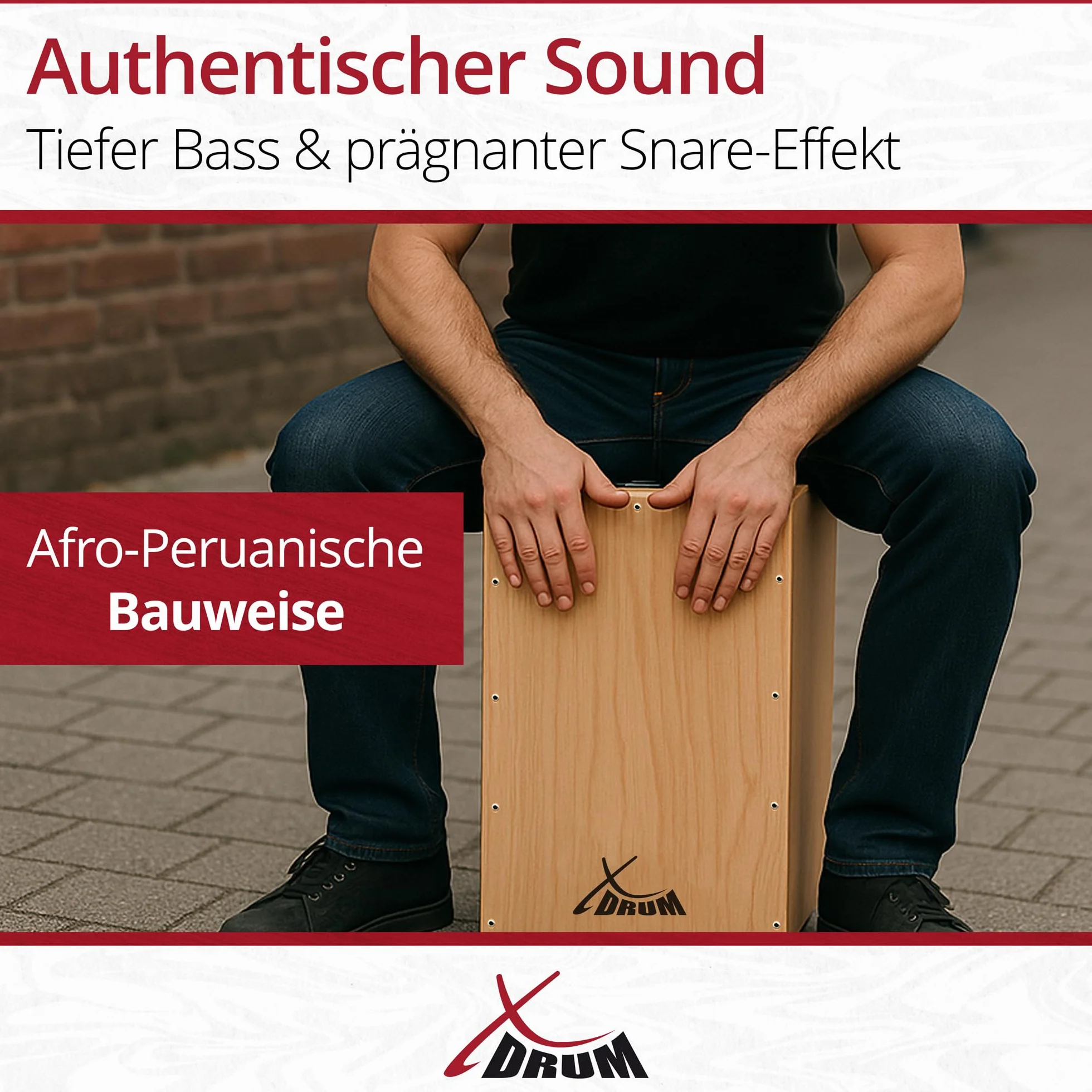 XDrum Primero Cajon naturalny, w tym kieszeń (dźwięk snare, bęben pudełkowy, pudełko perkusyjne, drewno, w tym torba Gig Bag i klucz imbusowy)