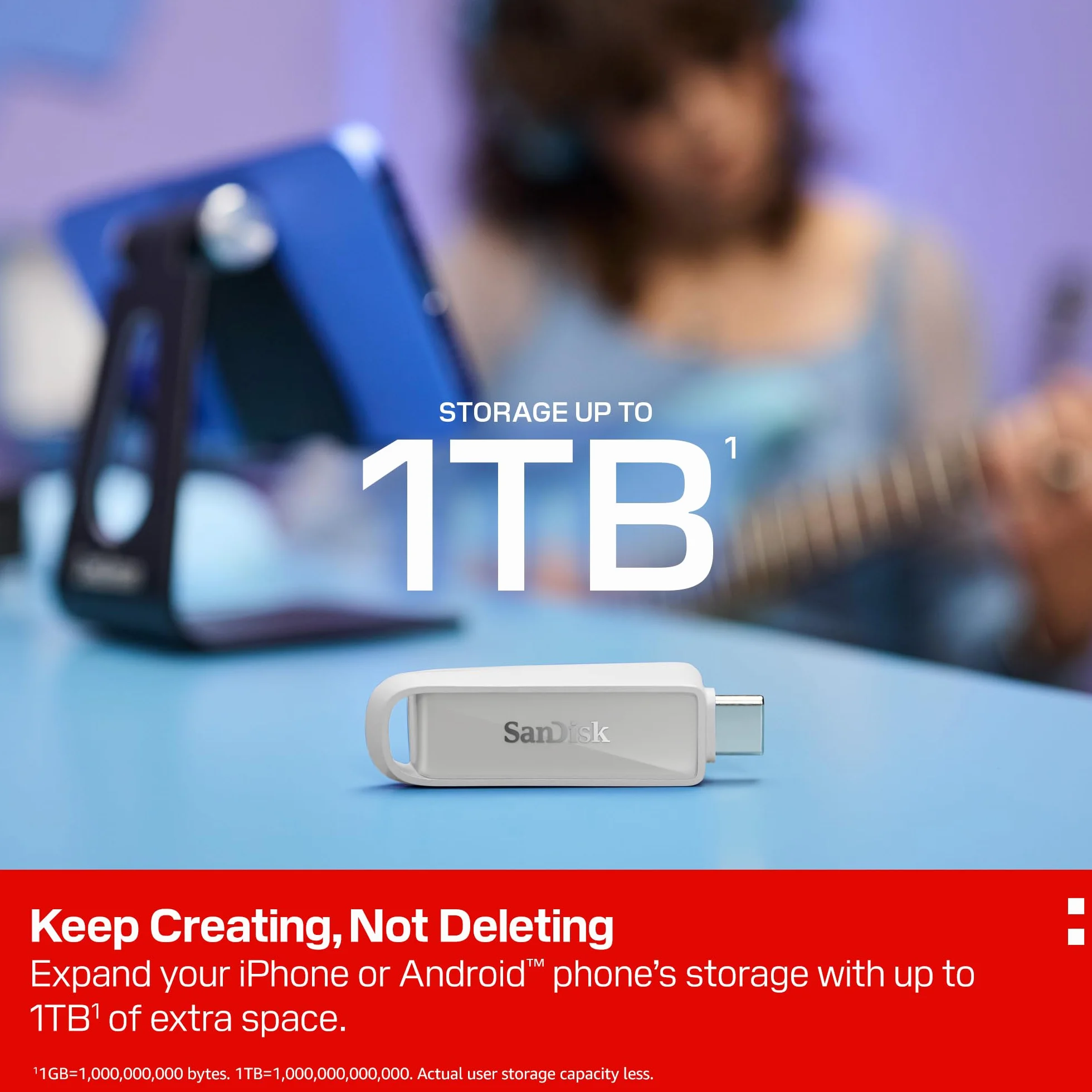 SanDisk Phone Drive z USB Type-C 256 GB (do telefonu, do smartfonów, tabletów i komputerów, prędkością 150 MB/s, Wykonuj automatyczne kopie, Dzięki odzyskiwaniu) - Arctic White