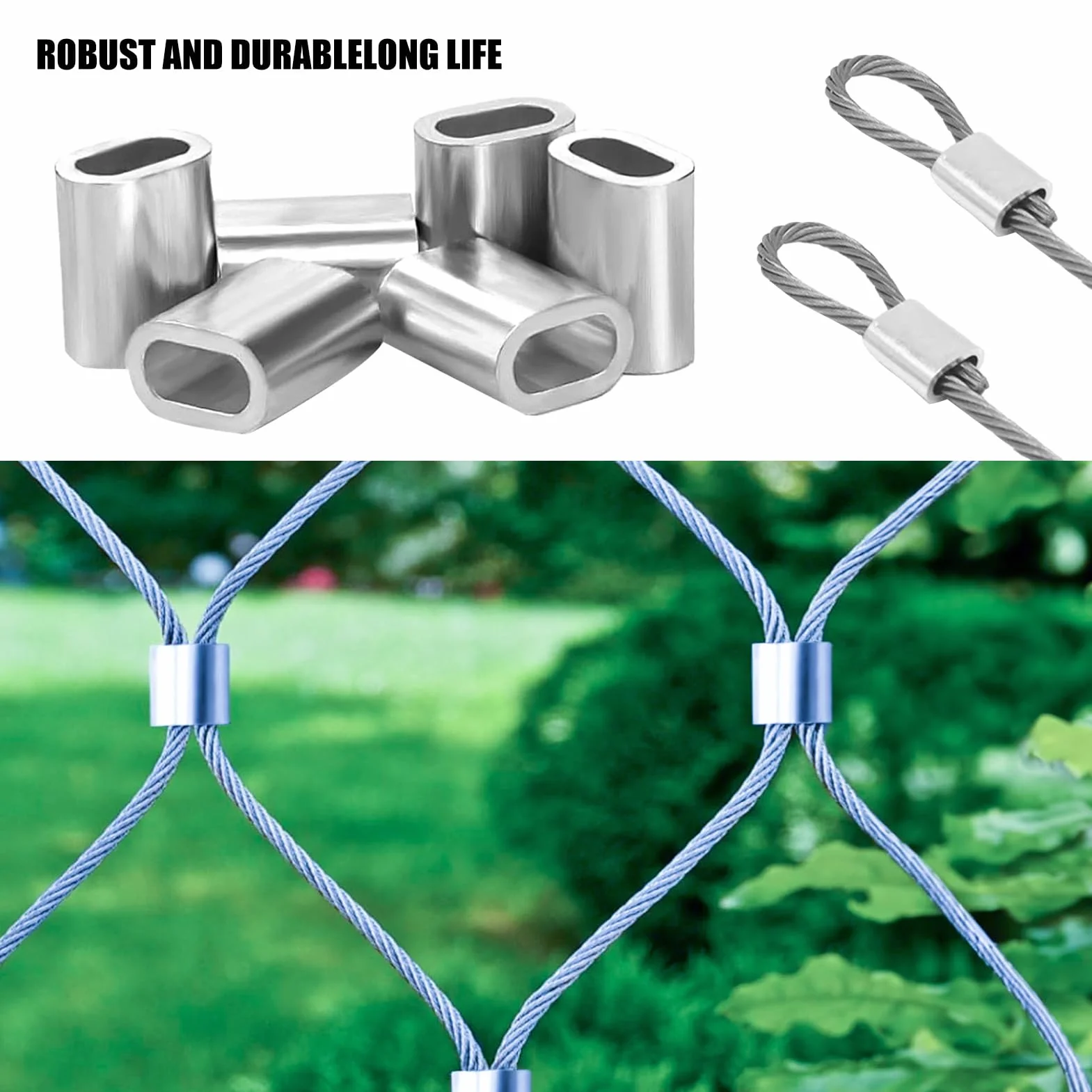 120 sztuk aluminiowych zacisków zaciskowych do linek drucianych 3 mm – wytrzymałe tuleje aluminiowe do lin i kabli, owalne zaciski zaciskowe do połączeń, nierdzewne, wszechstronne zastosowanie do