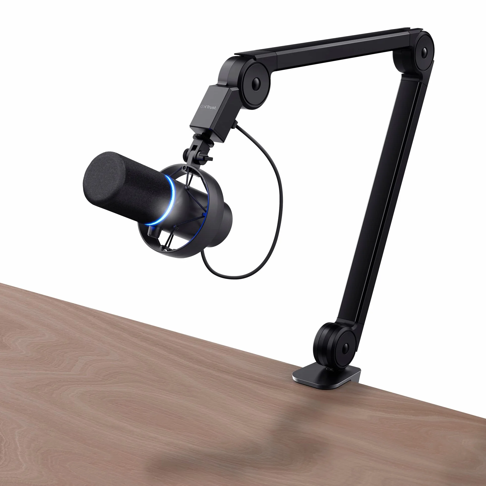 Trust Gaming GXT 255+ Onyx Mikrofon Streamingowy Studyjny z Ramieniem, Pop Filter i Kosz Antywibracyjny, Mikrofon Komputerowy USB z Wysięgnikiem, Podcast, ASMR, Nagrywanie Muzyki, Stream, Gry